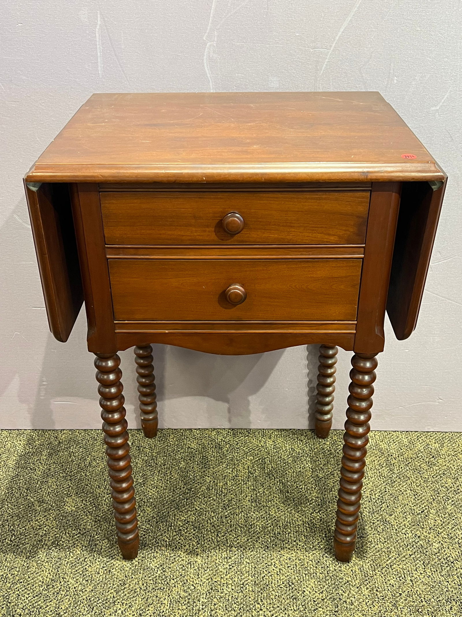 Mahogany 2 Door Dropleaf Stand: Mahogany 2 Door Dropleaf Stand. Spool turned legs