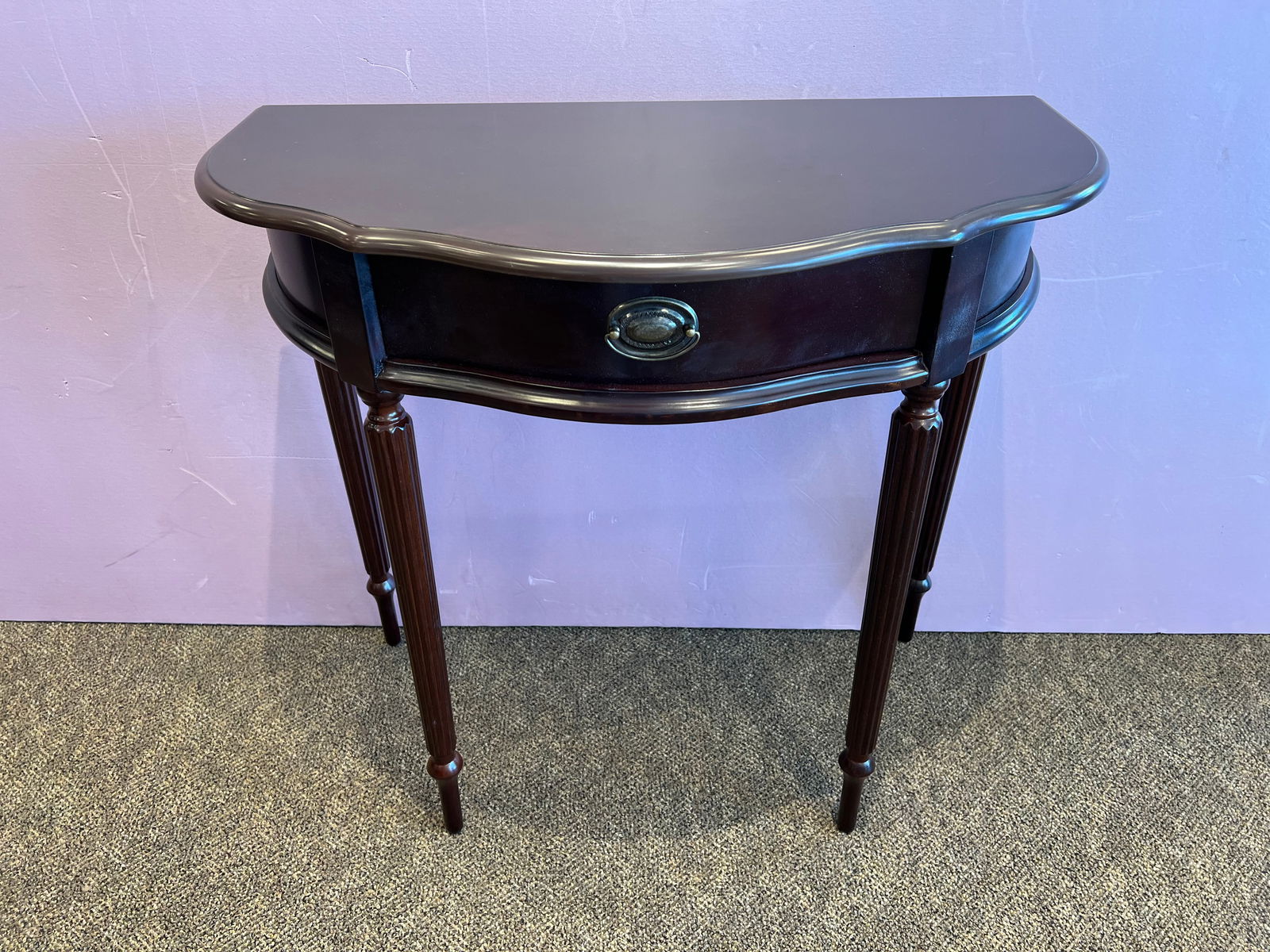 Mahogany Demilune Table: Mahogany Demilune Table. Serpentine front