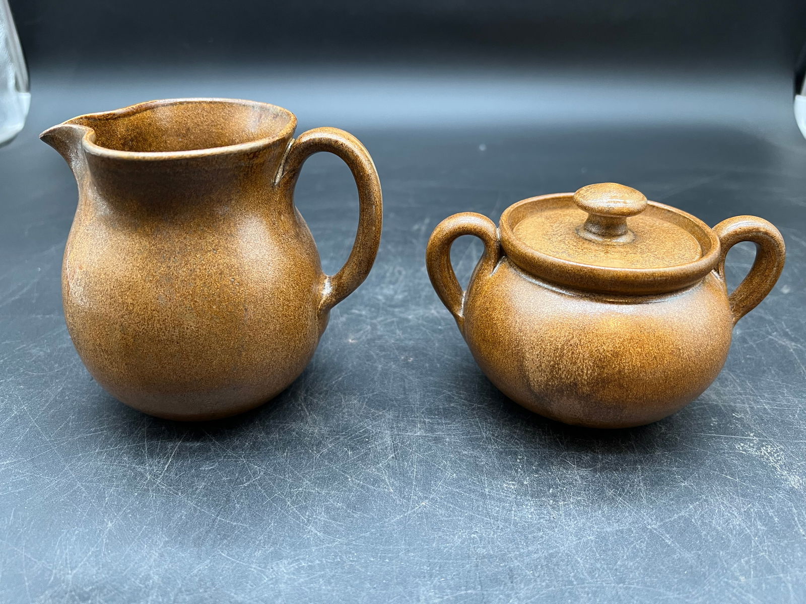 WJ Gordy "Mountain Gold" Sugar & Creamer: WJ Gordy "Mountain Gold" Sugar & Creamer. Signature on bottom