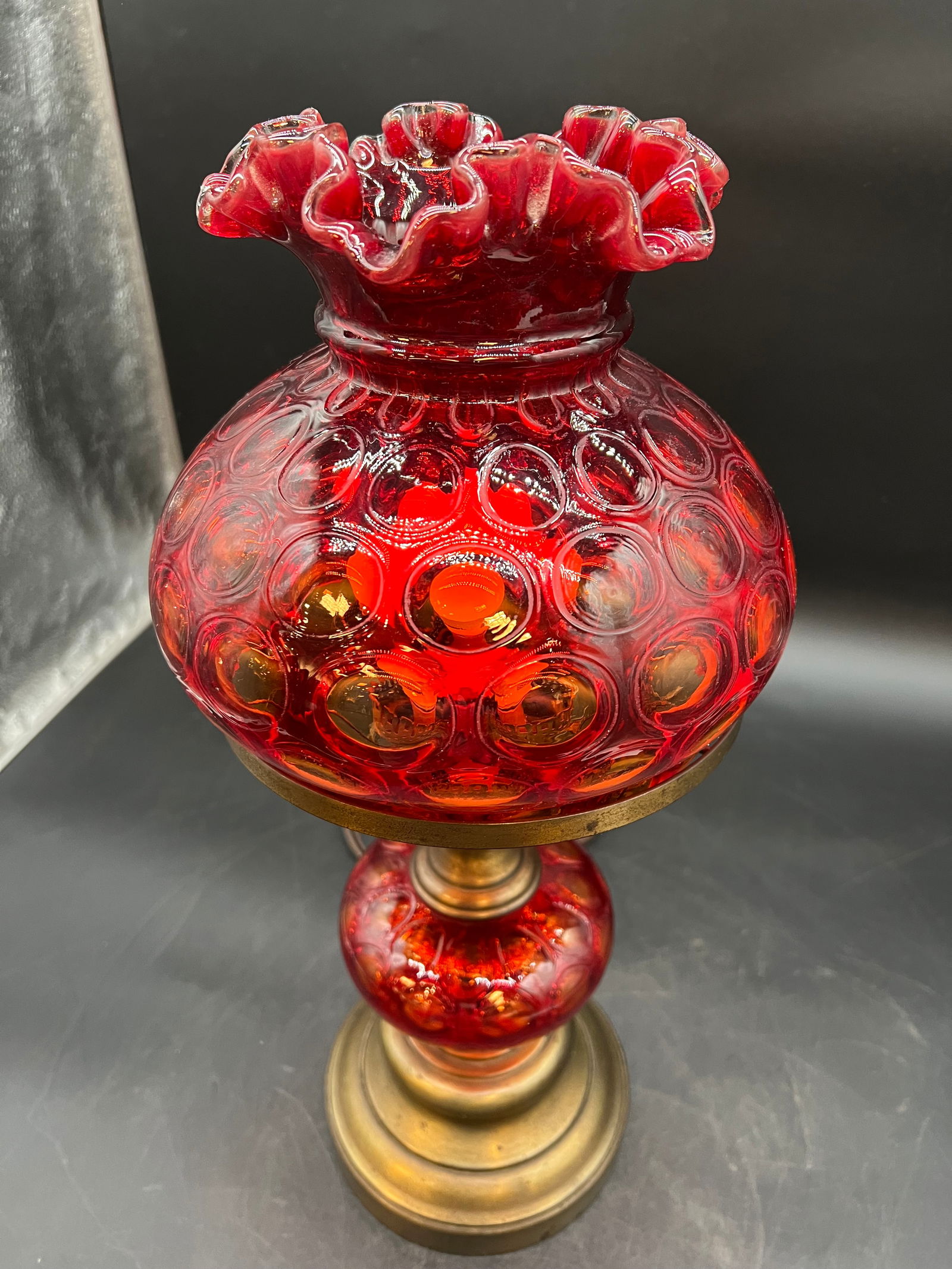 Fenton Lamp: Fenton Lamp. Angelina glass