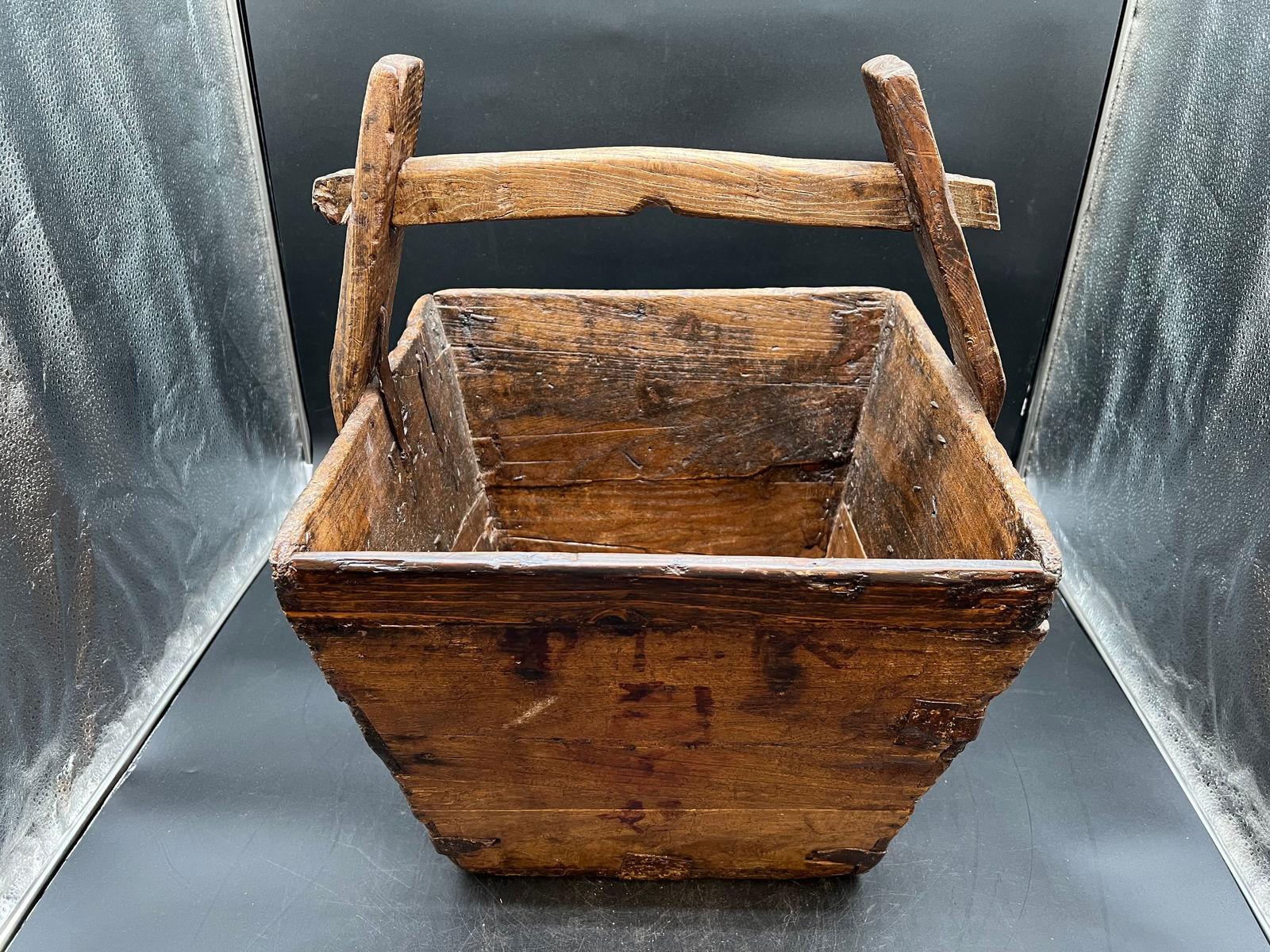 Early Wooden Bucket: Early Wooden Bucket. Copper banding