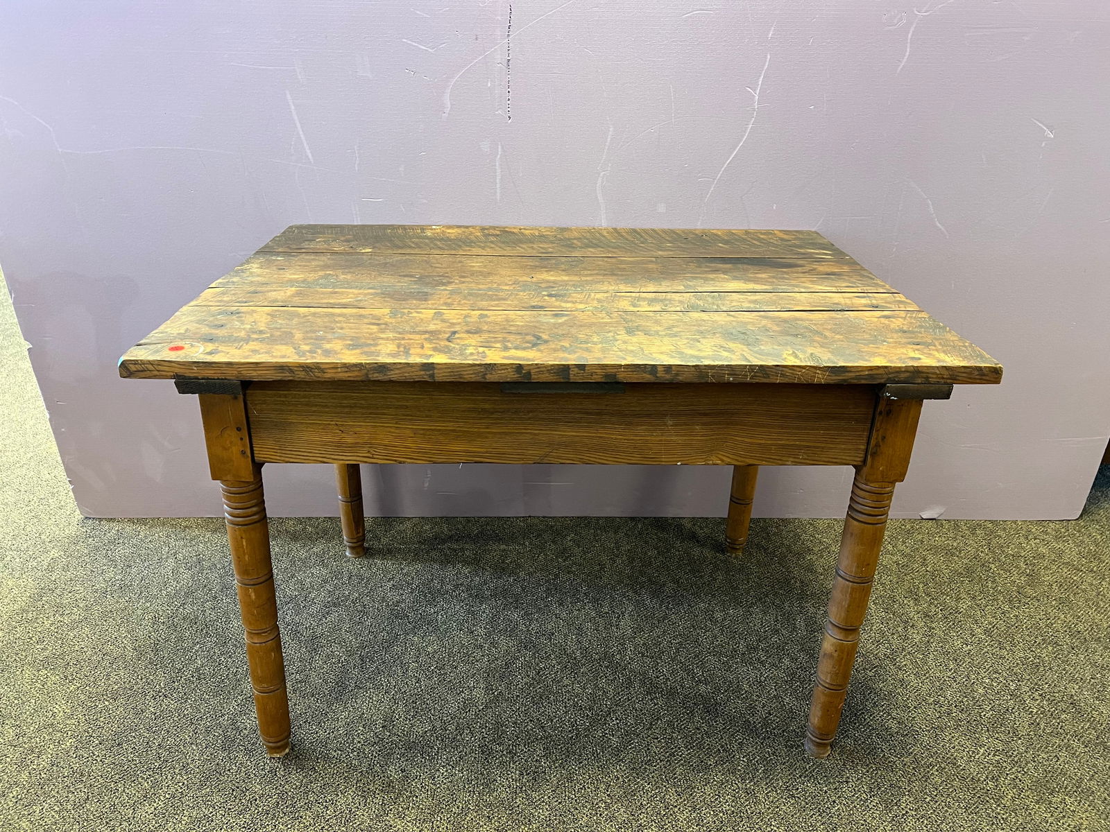 Primitive Table: Primitive Table. Turned legs. Pegged construction