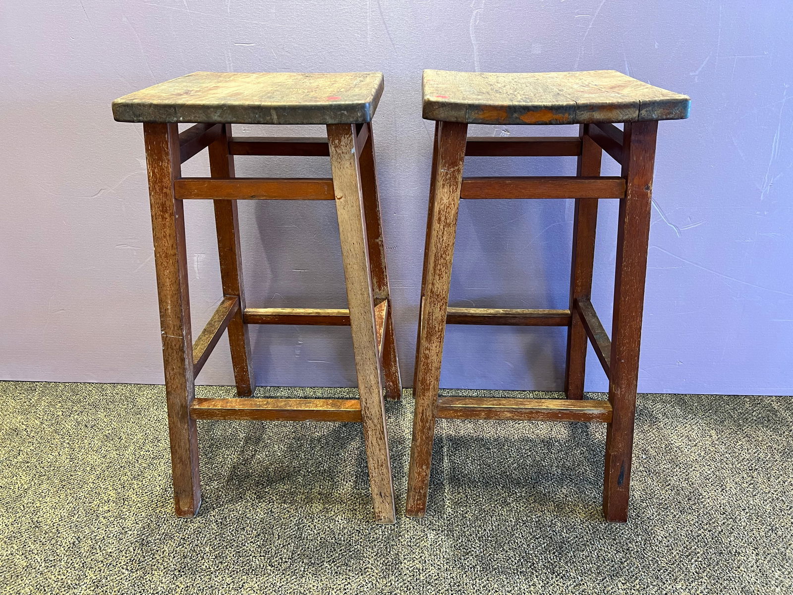 Pair of Primitive Bar/Drafting Stools (1 of 5)
