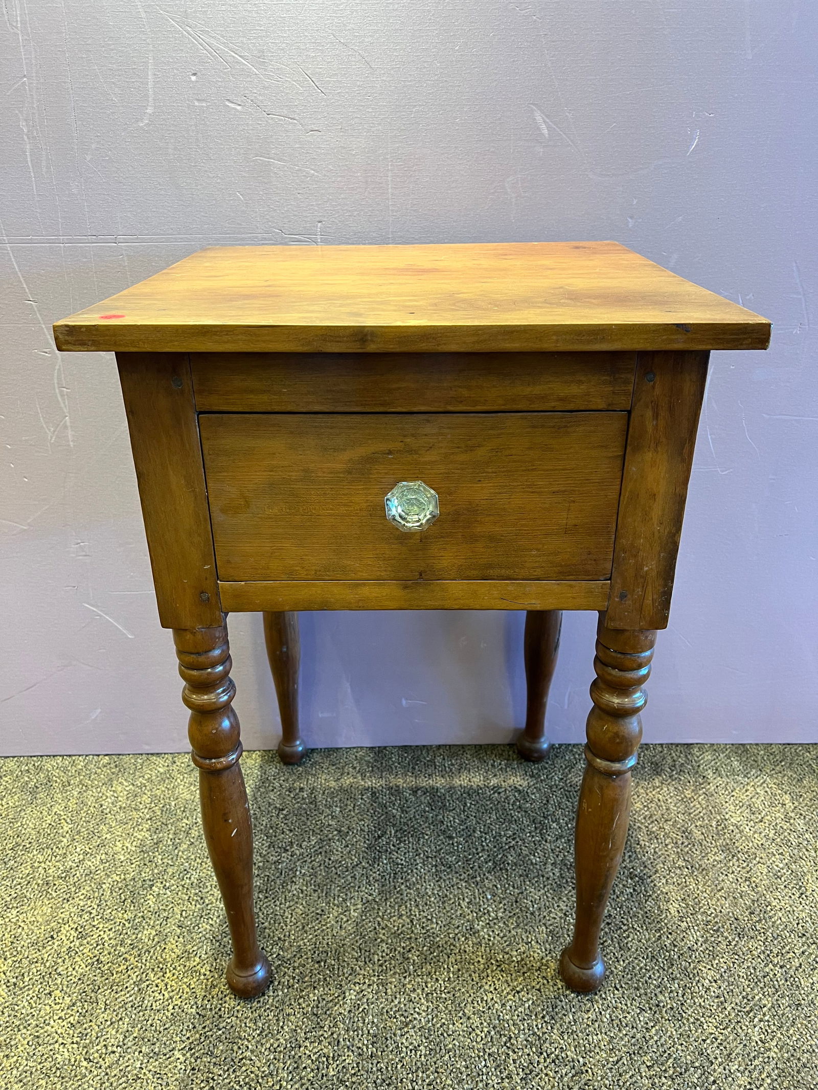 Primitive 1 drawer stand: Primitive 1 drawer stand. Turned legs