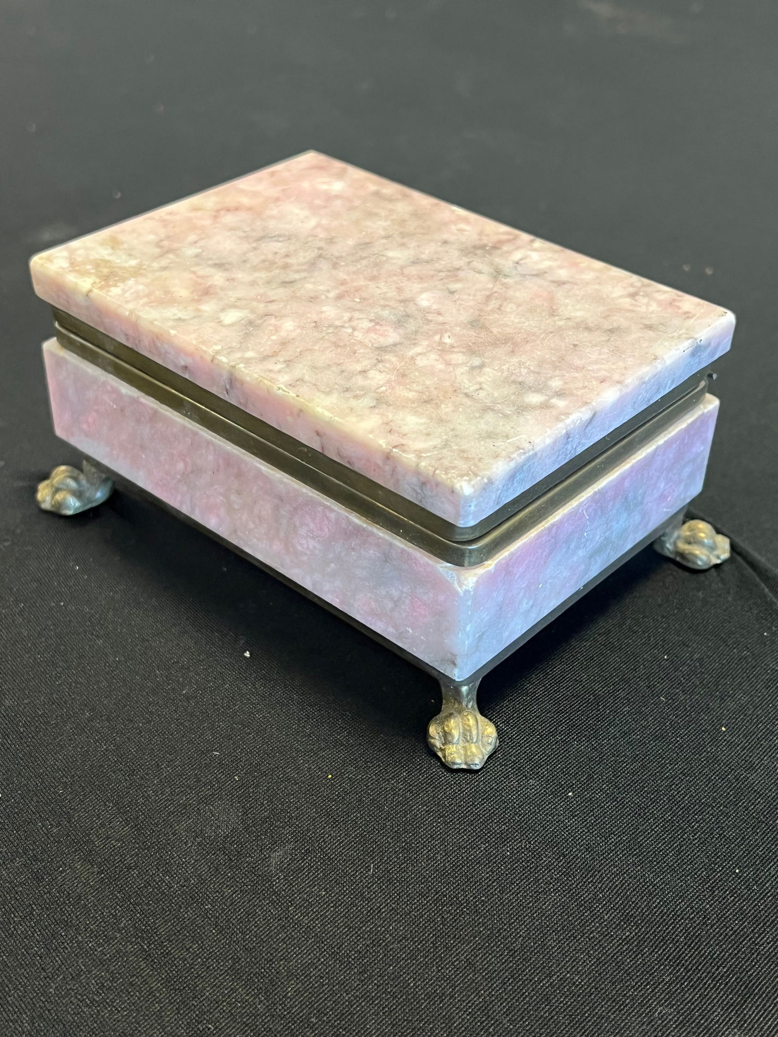Marble and Brass Cigarette Box: Marble and Brass Cigarette Box. Claw feet.