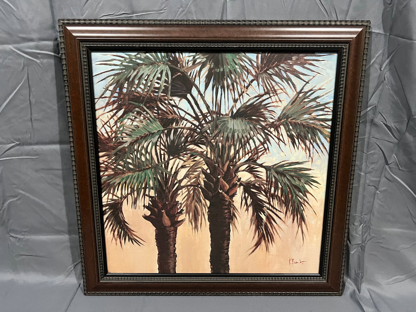 Signed Paul Brent Palm Trees Print: Signed Paul Brent Palm Trees Print. In modern frame