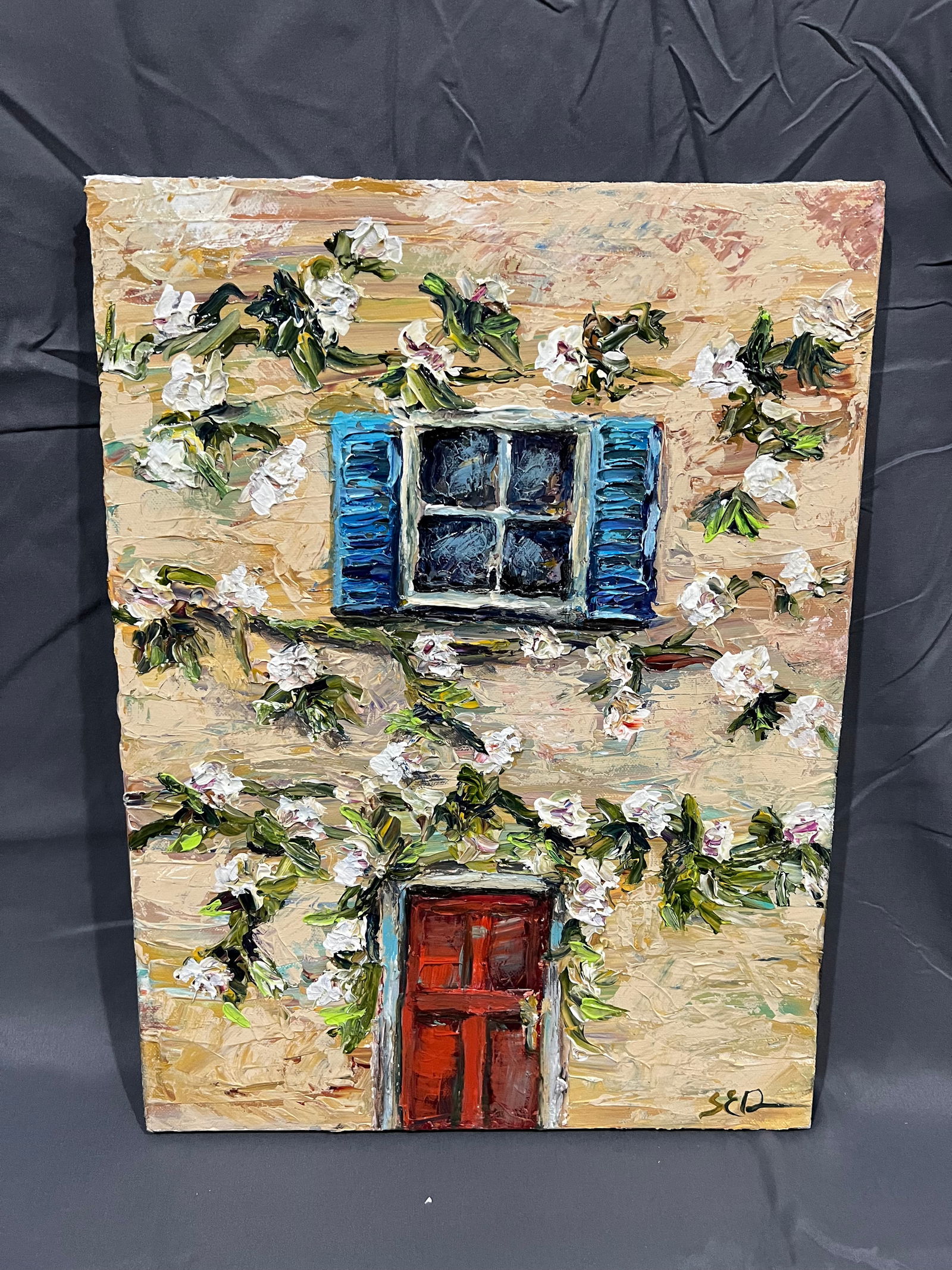 Signed Sarah Davis Red Door Painting (1 of 5)