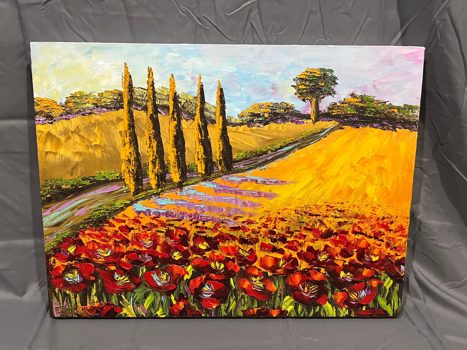 Signed Beata Sasik "French Poppies" Oil on (1 of 5)