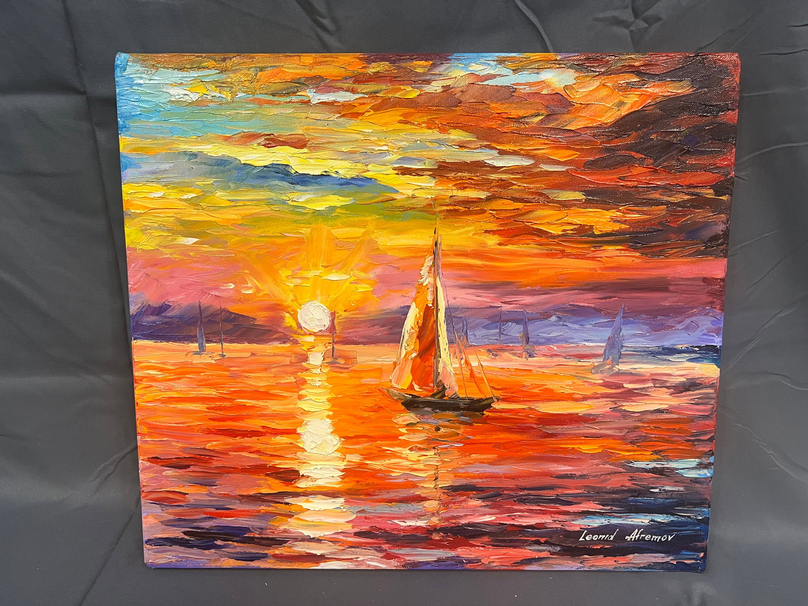 Signed Leonid Afremov Oil on Canvas â€œWay to the Dream #2â€: Signed Leonid Afremov Oil on Canvas â€œWay to the Dream #2â€. No frame