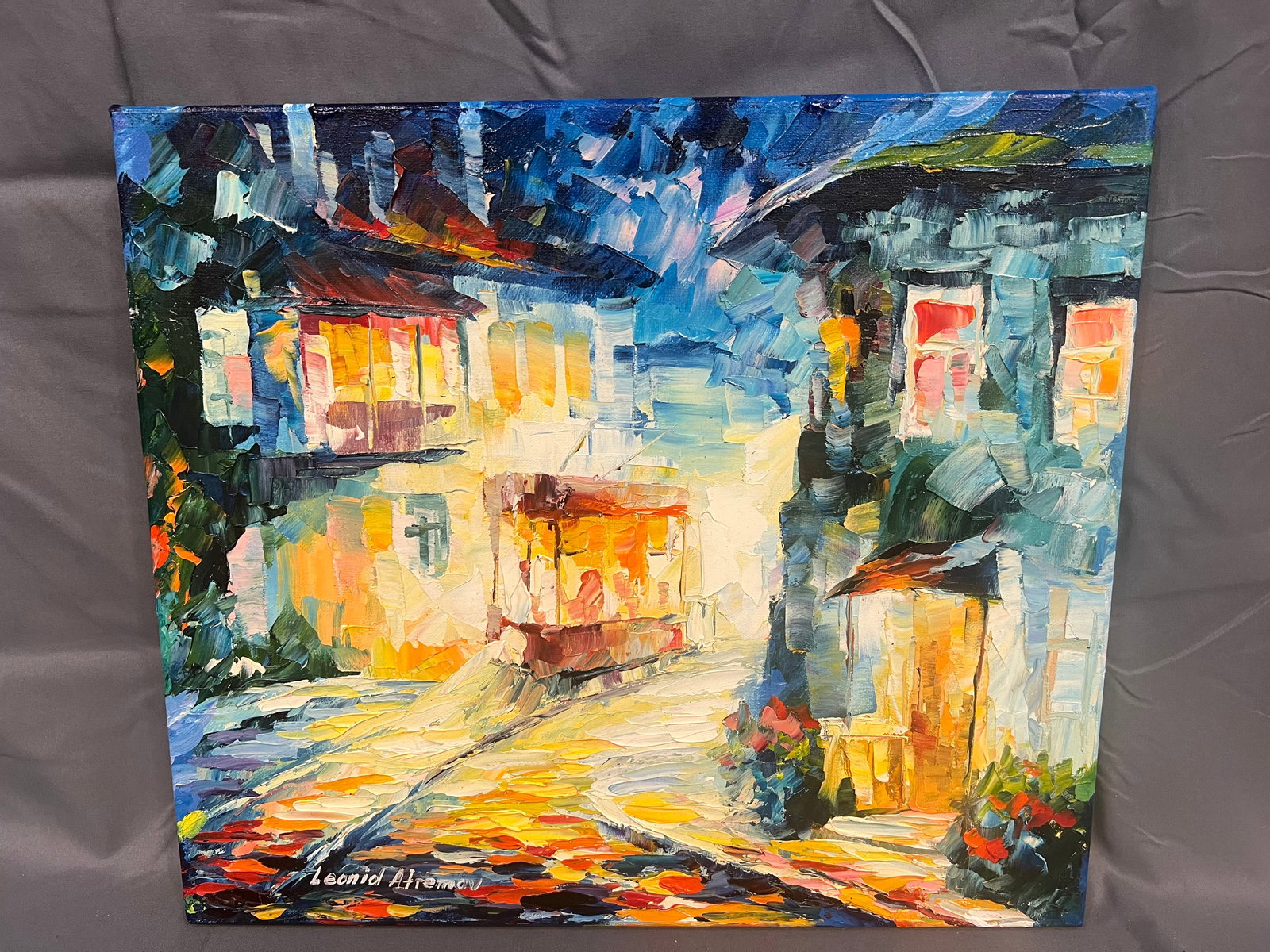 Signed Leonid Afremov â€œWay to the Dream #3â€ Oil on Canvas: Signed Leonid Afremov â€œWay to the Dream #3â€ Oil on Canvas. No frame