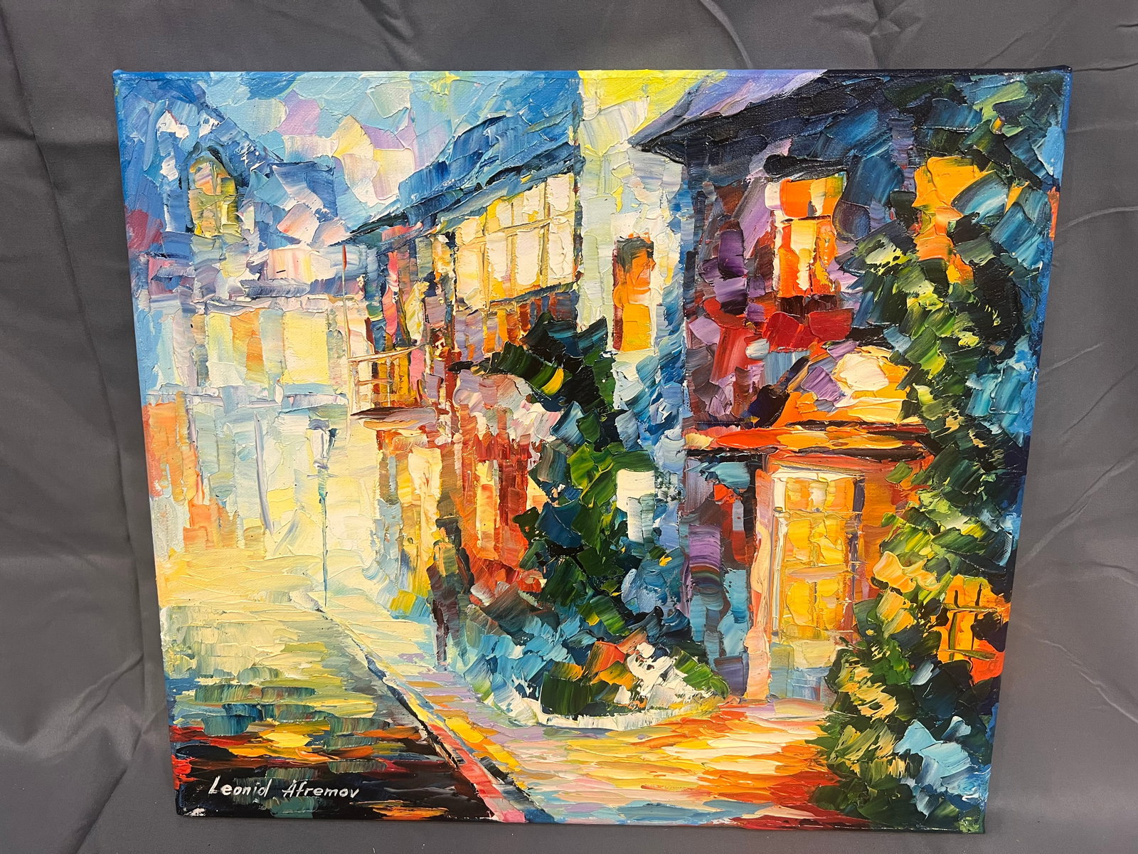 Signed Leonid Afremov Oil on Canvas â€œRemembering of a Path #1â€: Signed Leonid Afremov Oil on Canvas â€œRemembering of a Path #1â€. No frame