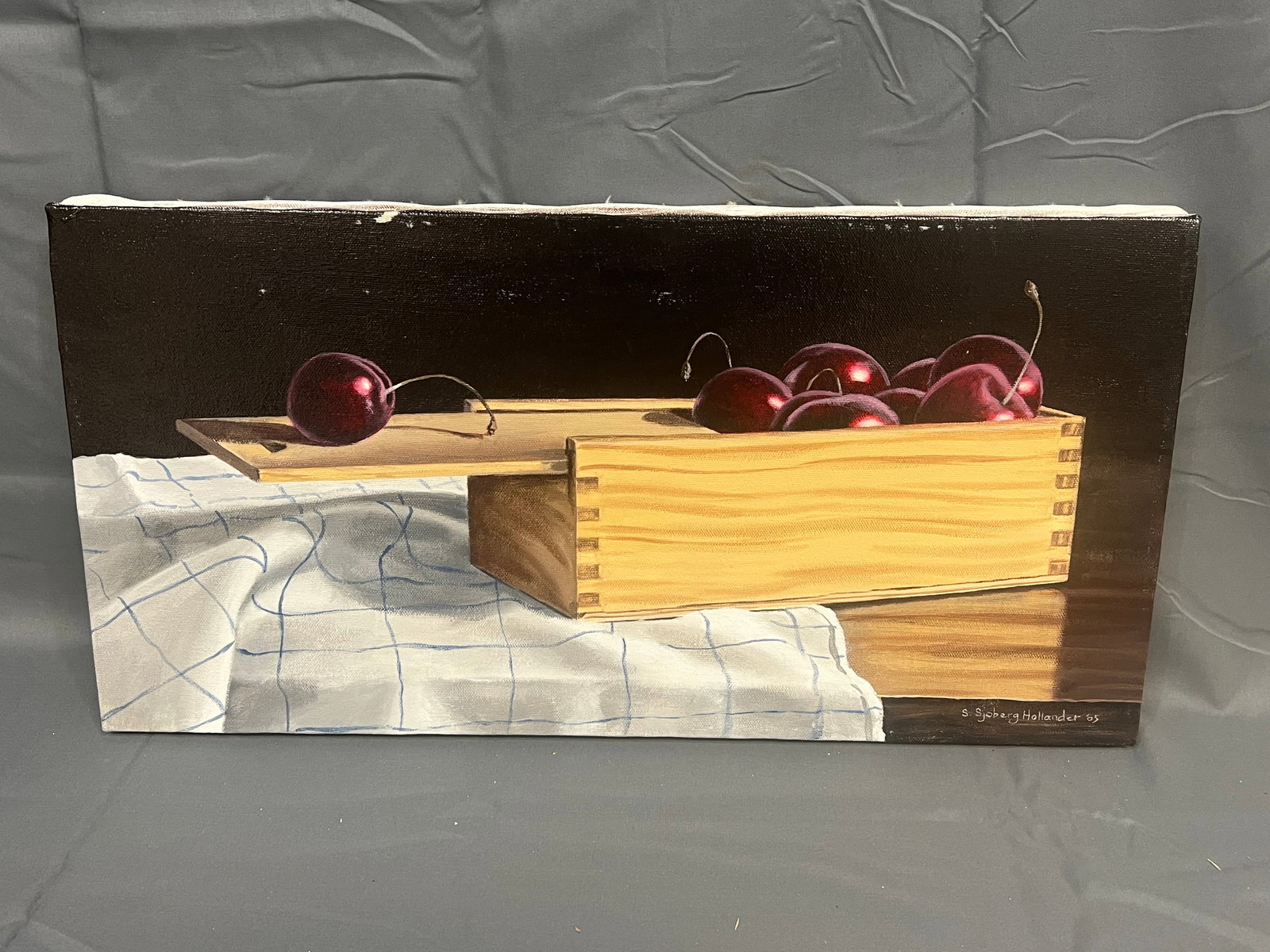 Signed S. Sjoberg Hollander Oil on Canvas - Cherry Portrait: Signed S. Sjoberg Hollander Oil on Canvas - Cherry Portrait. No frame