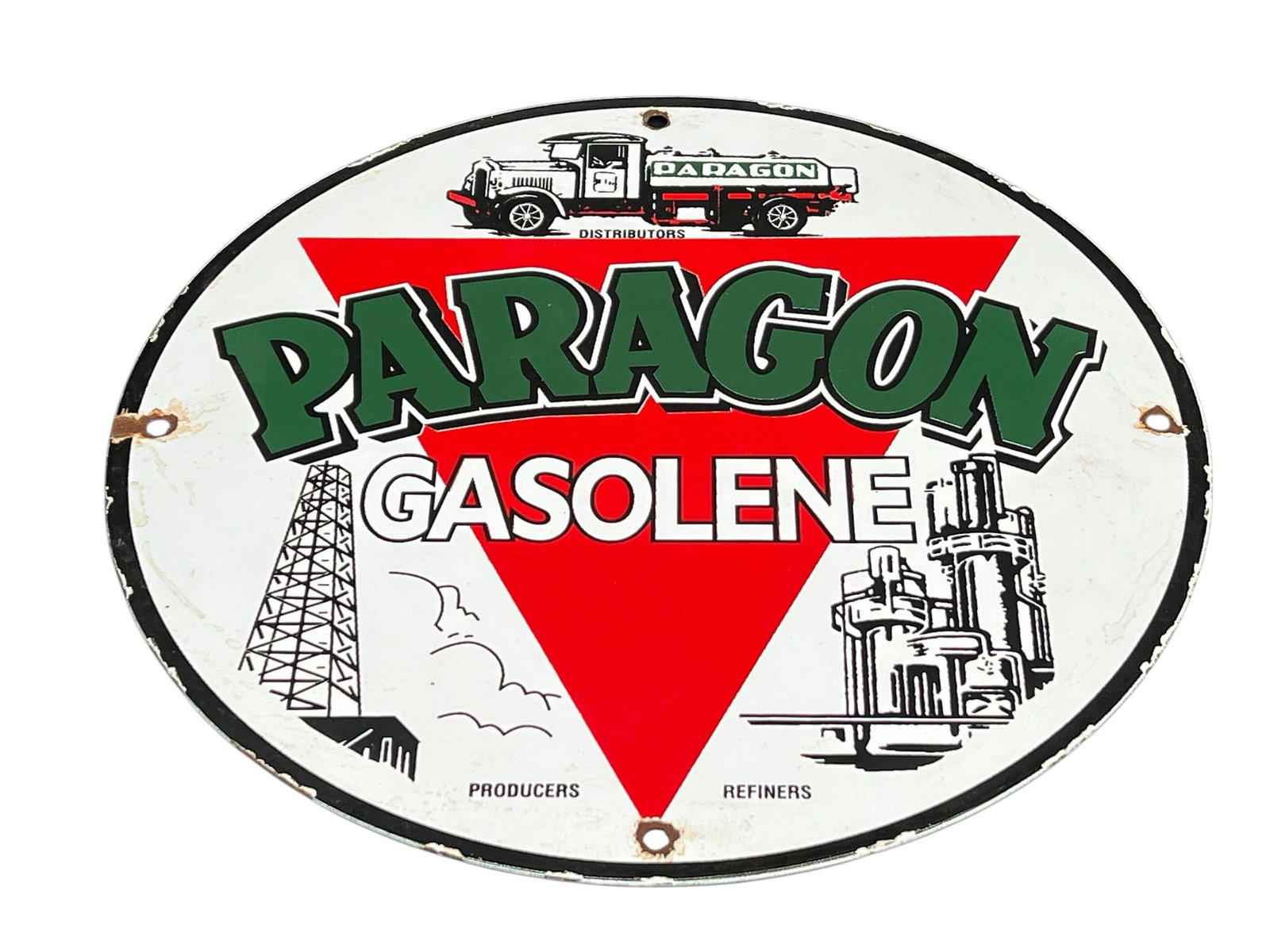 Paragon Gasoline Porcelain Advertising Sign (1 of 3)