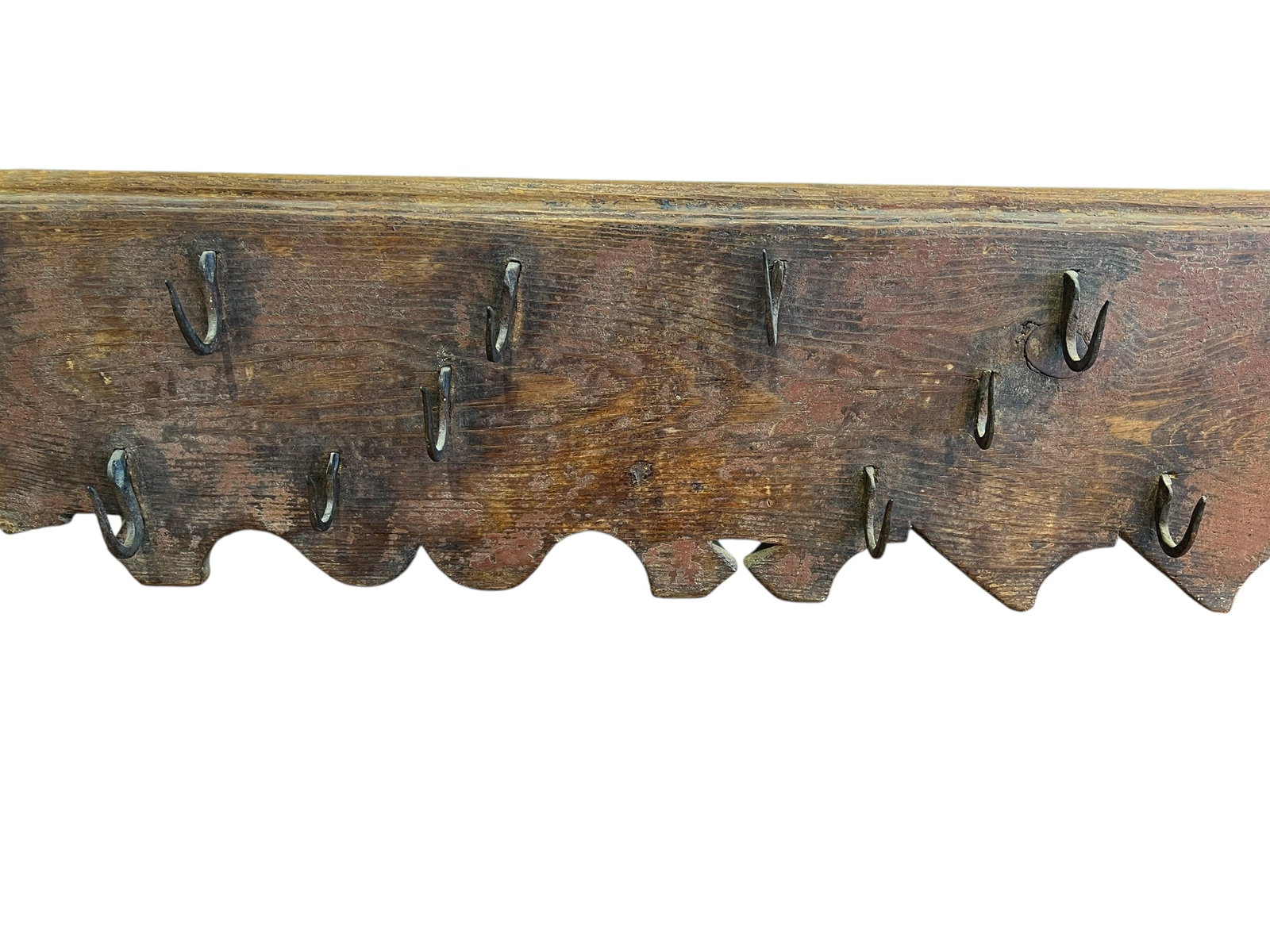 Early Wooden Rack with Multiple Hooks - 4