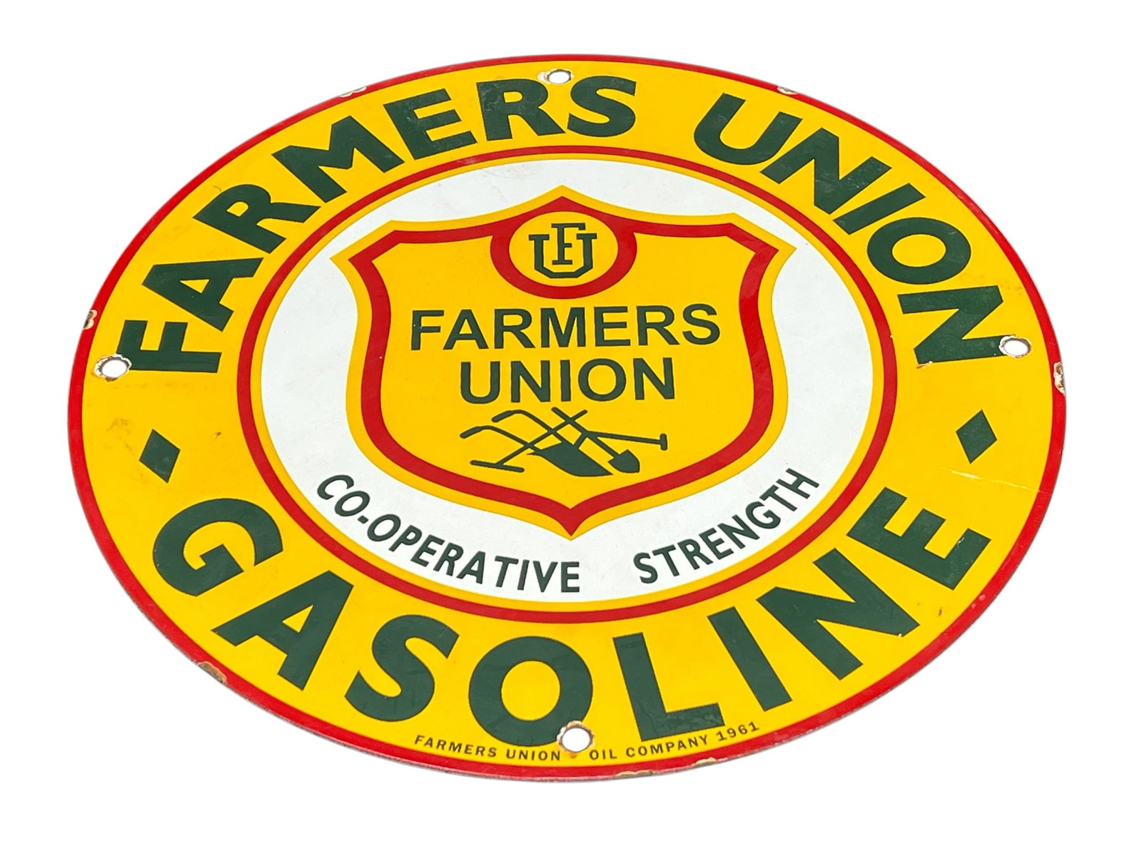 Farmers Union Gasoline Porcelain Advertising Sign (1 of 3)