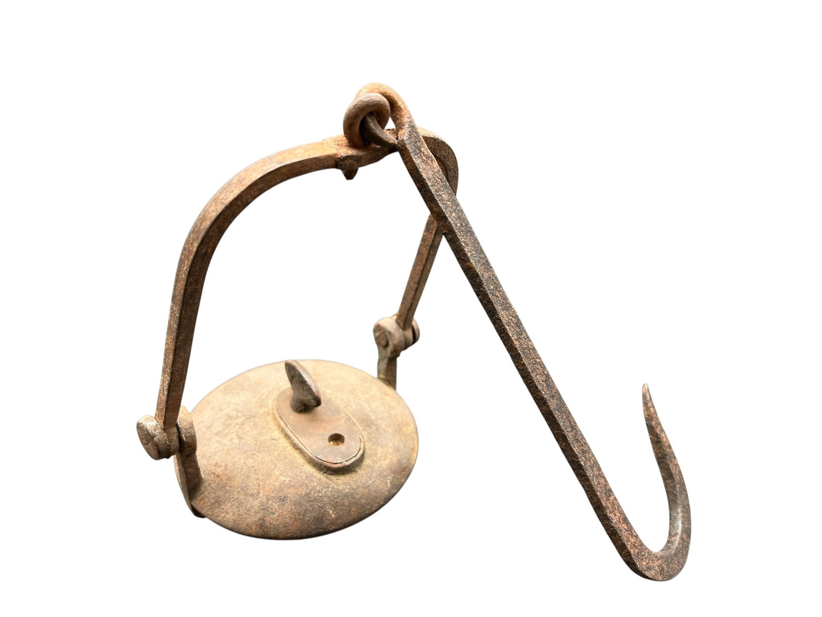 Early Hand Forged Iron Betty Lamp: Early Hand Forged Iron Betty Lamp. All hand forged iron. Possibly mining lamp
