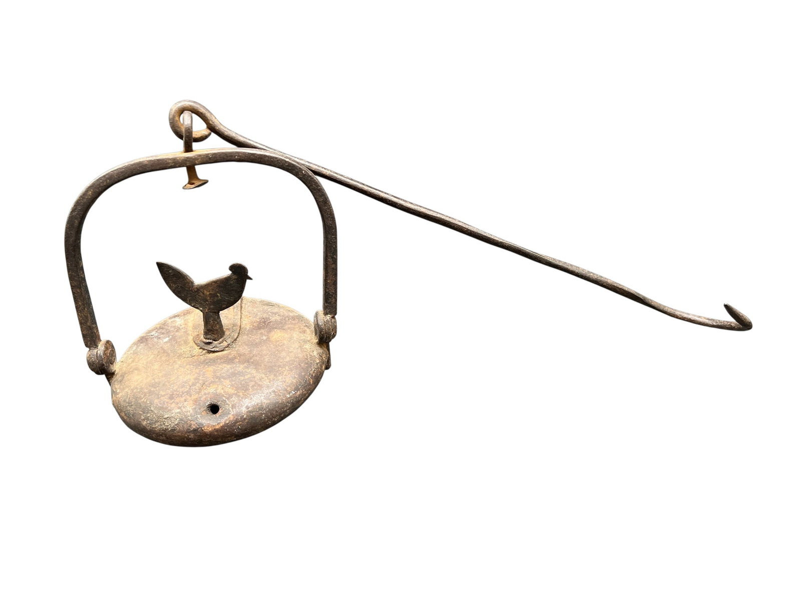 Hand Forged Iron Betty Lamp: Hand Forged Iron Betty Lamp. Possibly a mining lamp