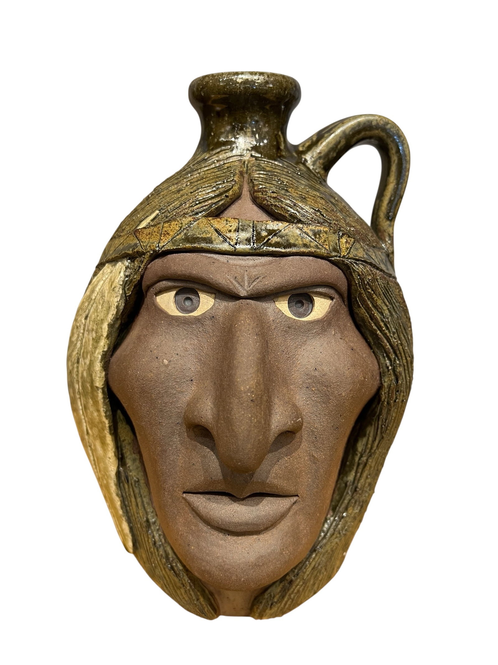 Signed Michael & Melvin Crocker Indian Face Jug (1 of 6)