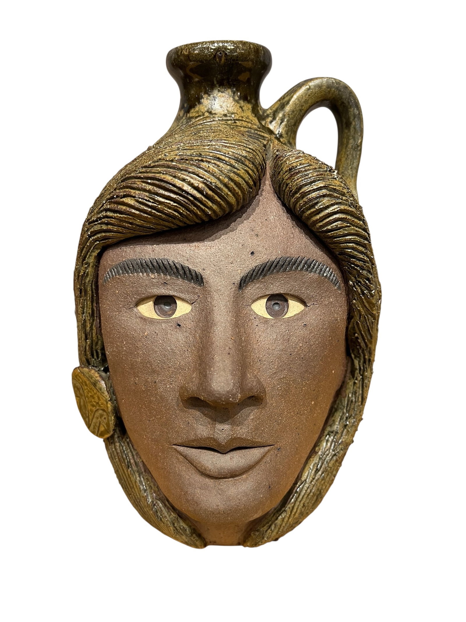 Signed Michal & Melvin Crocker Female Indian Face Jug (1 of 6)