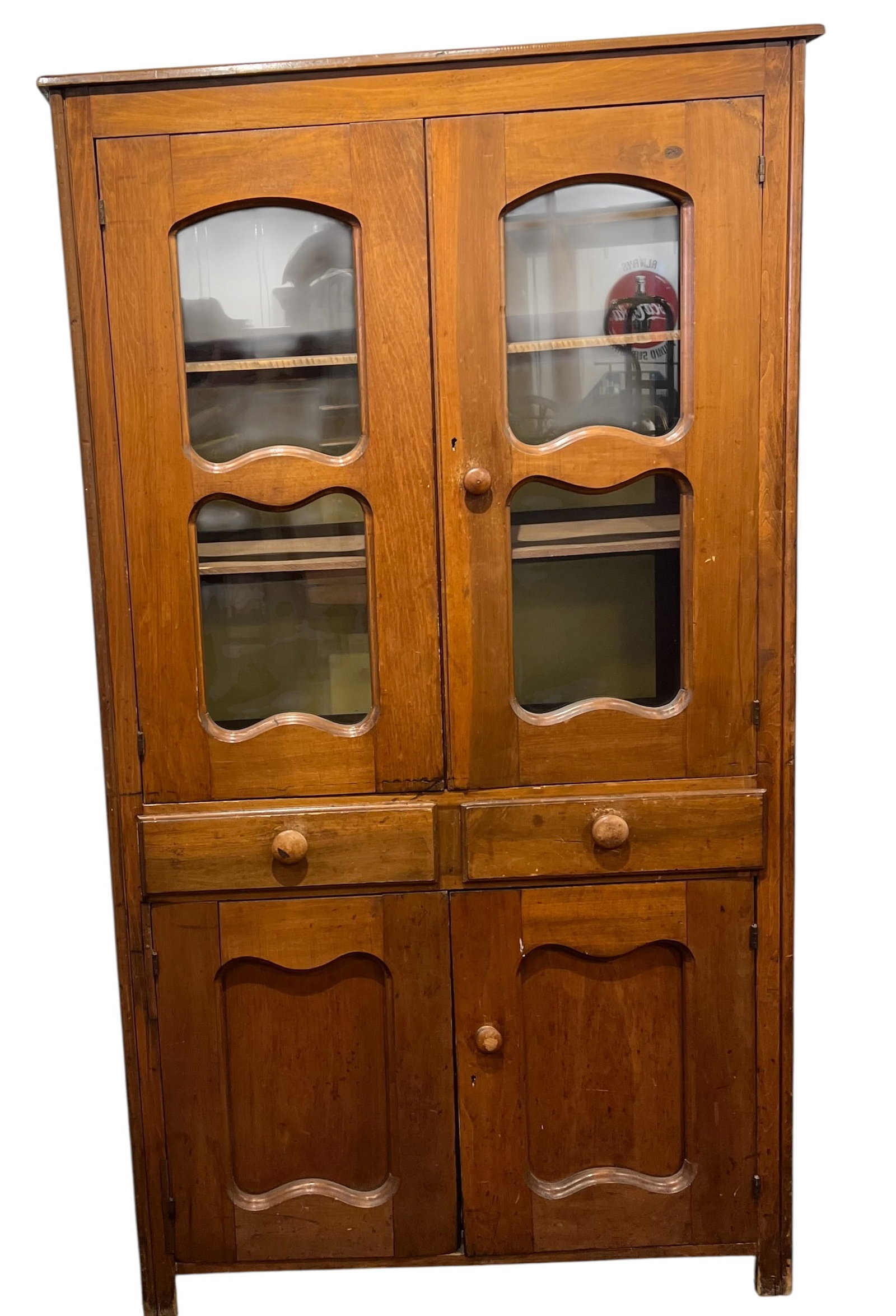 American Oak Pie Safe/Jelly Cupboard: American Oak Pie Safe/Jelly Cupboard. This piece is often referred to as a "flatwall cupboard" or a primitive cabinet, featuring Victorian influence and a rustic farmhouse aesthetic. It was historical