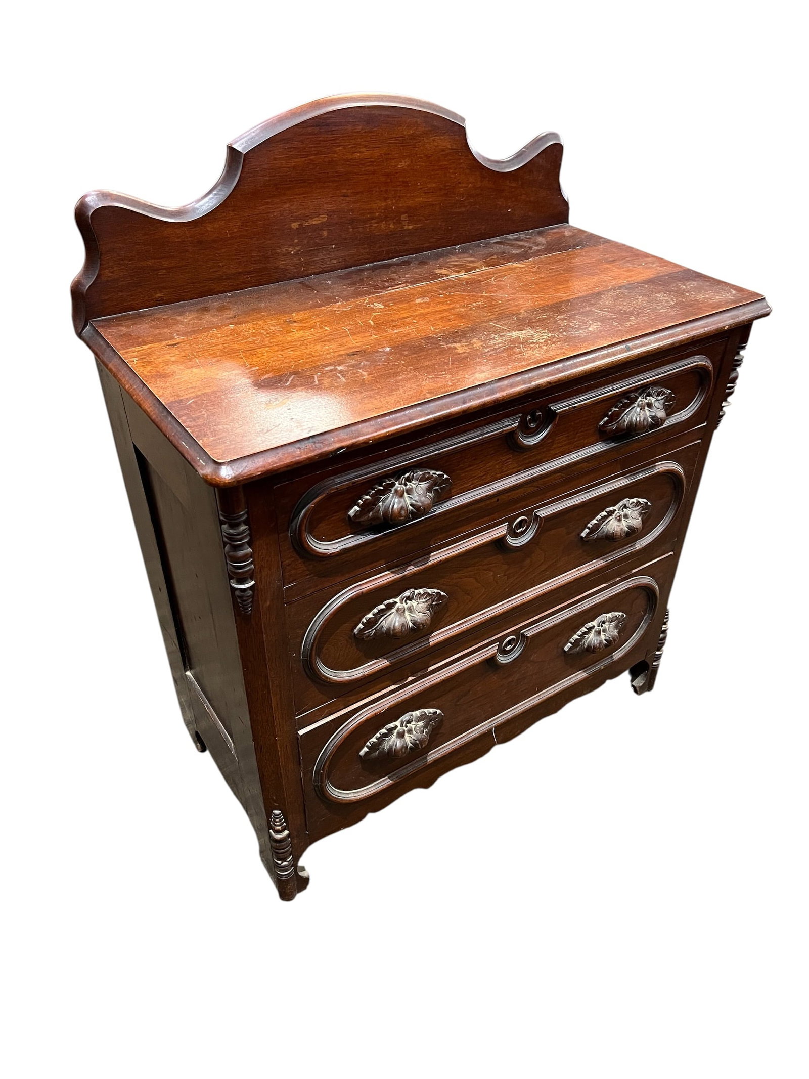 Walnut Victorian 3 Drawer Dresser (1 of 5)