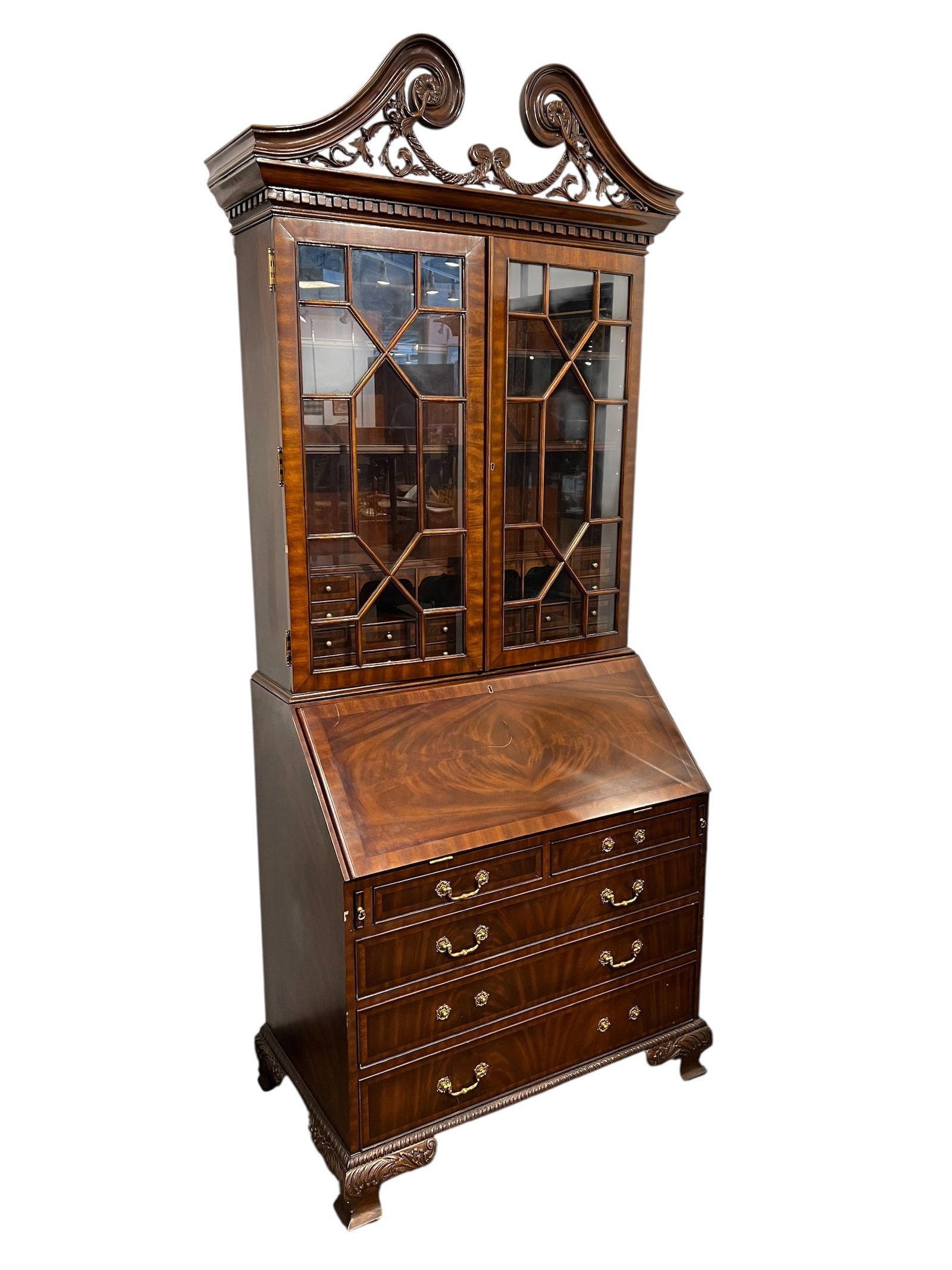 Maitland Smith Chippendale Mahogany Secretary Desk Bookcase (1 of 9)