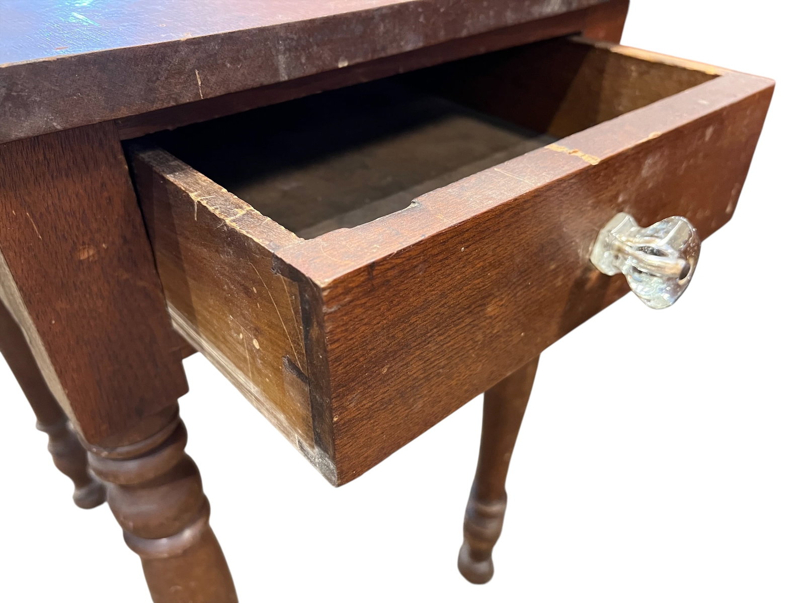Early Walnut 1 Drawer Dropleaf Stand - 5