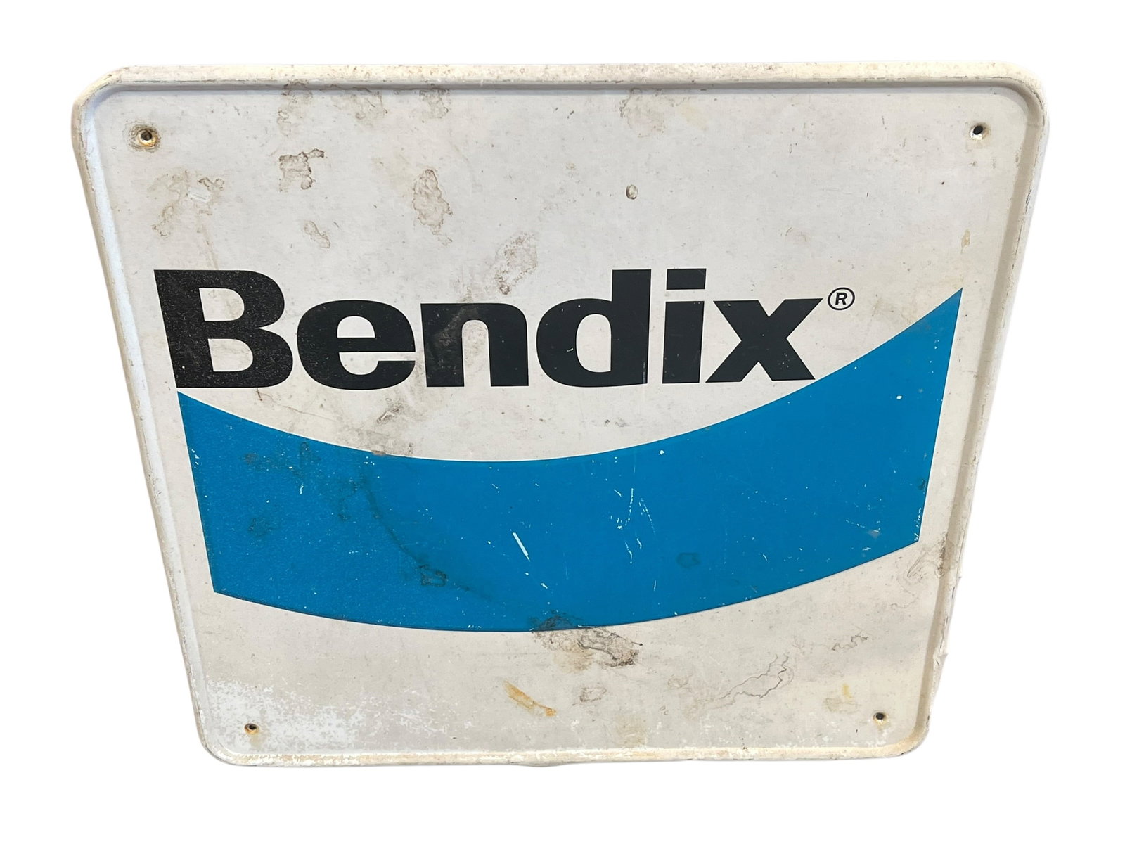 Bendix Metal Advertising Sign: This is a vintage Bendix brake parts advertising sign. [1, 2]The sign is made of metal and typically measures approximately 26 to 28 inches by 19 inches.These signs were originally used for automotive