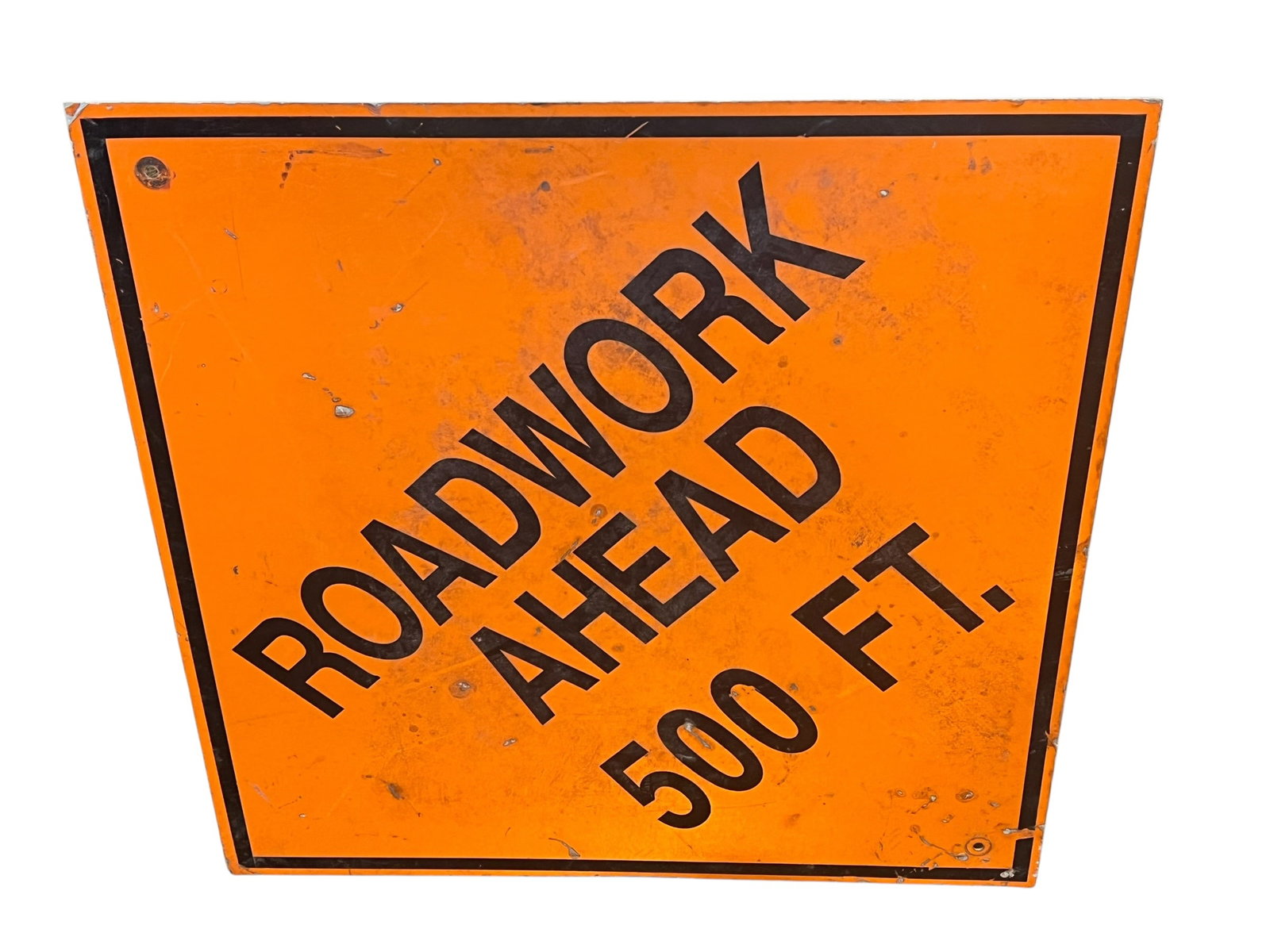 Roadwork Ahead Metal Advertising Sign: This is a Road Work 500 FT. sign (MUTCD W20-1) designed to alert drivers of upcoming construction. [1, 2]Visibility & Material: Typically made of highly reflective vinyl or aluminum with fluorescent o