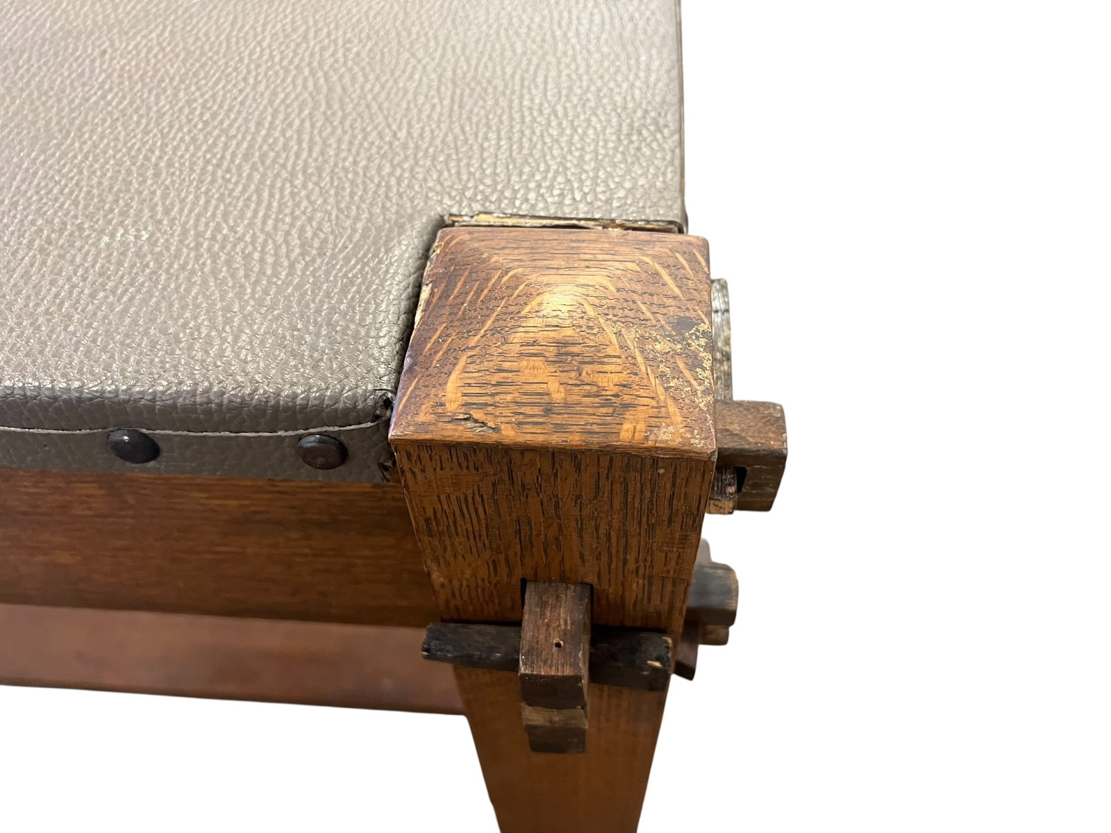 Mission Oak leather top library table - 3