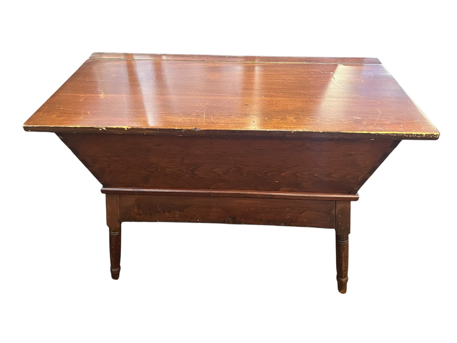 Primitive Pine Dough Box: This piece of furniture is an antique dough box table, also commonly referred to as a dough trough or a kneading table. [1, 2]Historical PurposeDating back to the 18th and 19th centuries, these