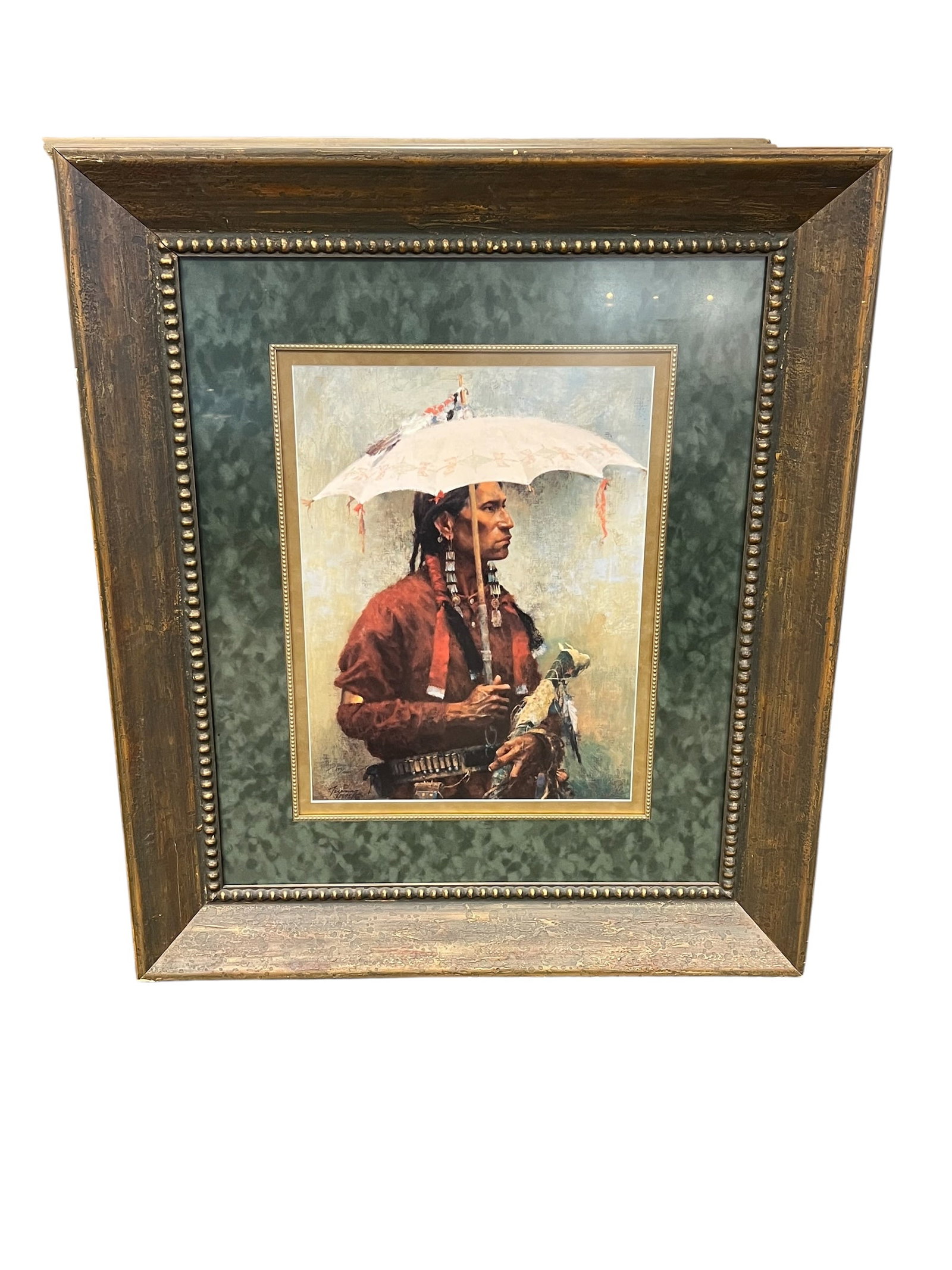 Limited Edition Prairie Shade Pring by Howard Terpning: This artwork is a limited edition print titled "Prairie Shade" by renowned Western artist Howard Terpning. [1, 2]Artist: Howard Terpning (American, b. 1927), a highly lauded painter known for his