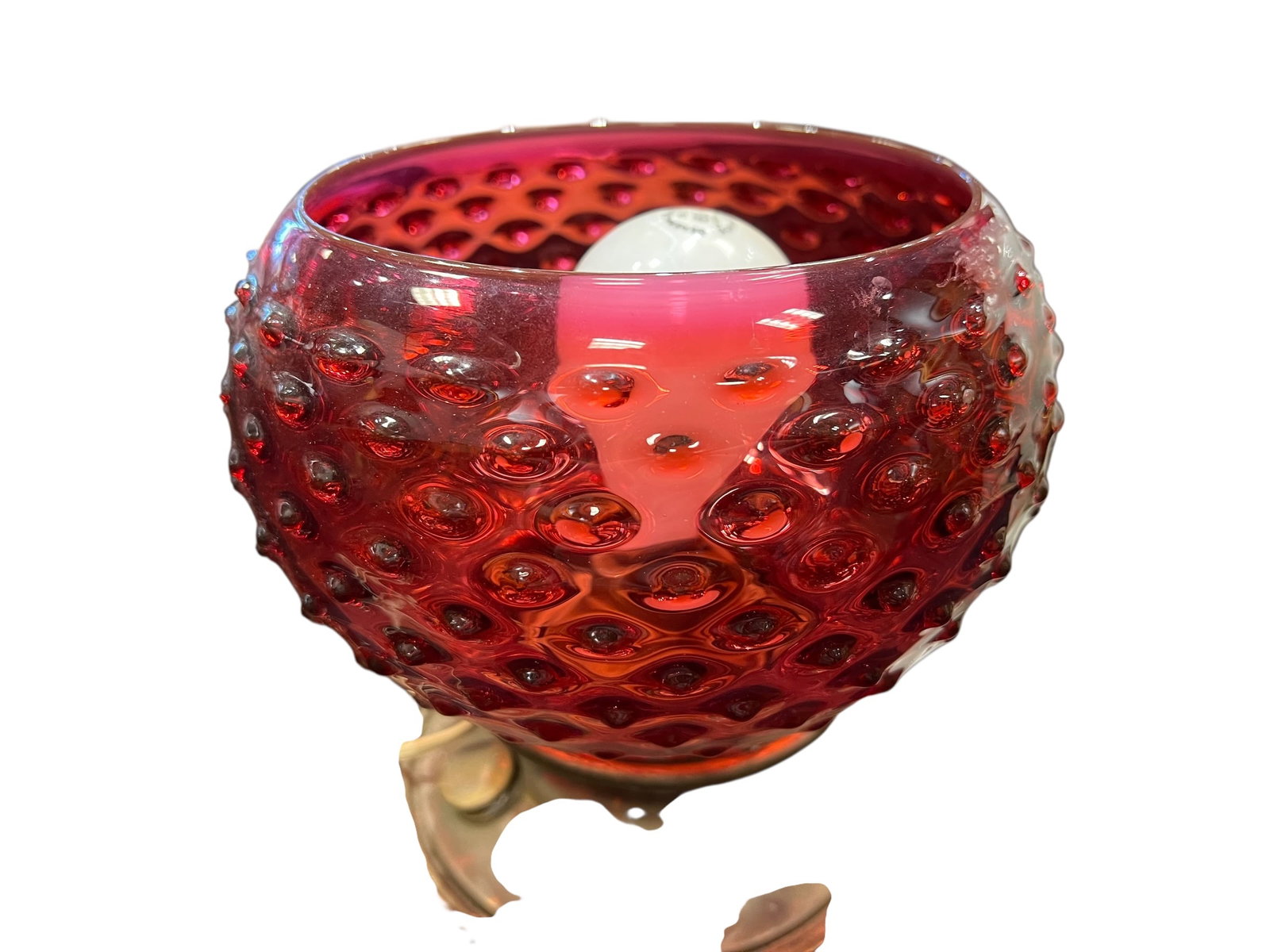 Vintage Fenton Ruby Table Lamp - 2
