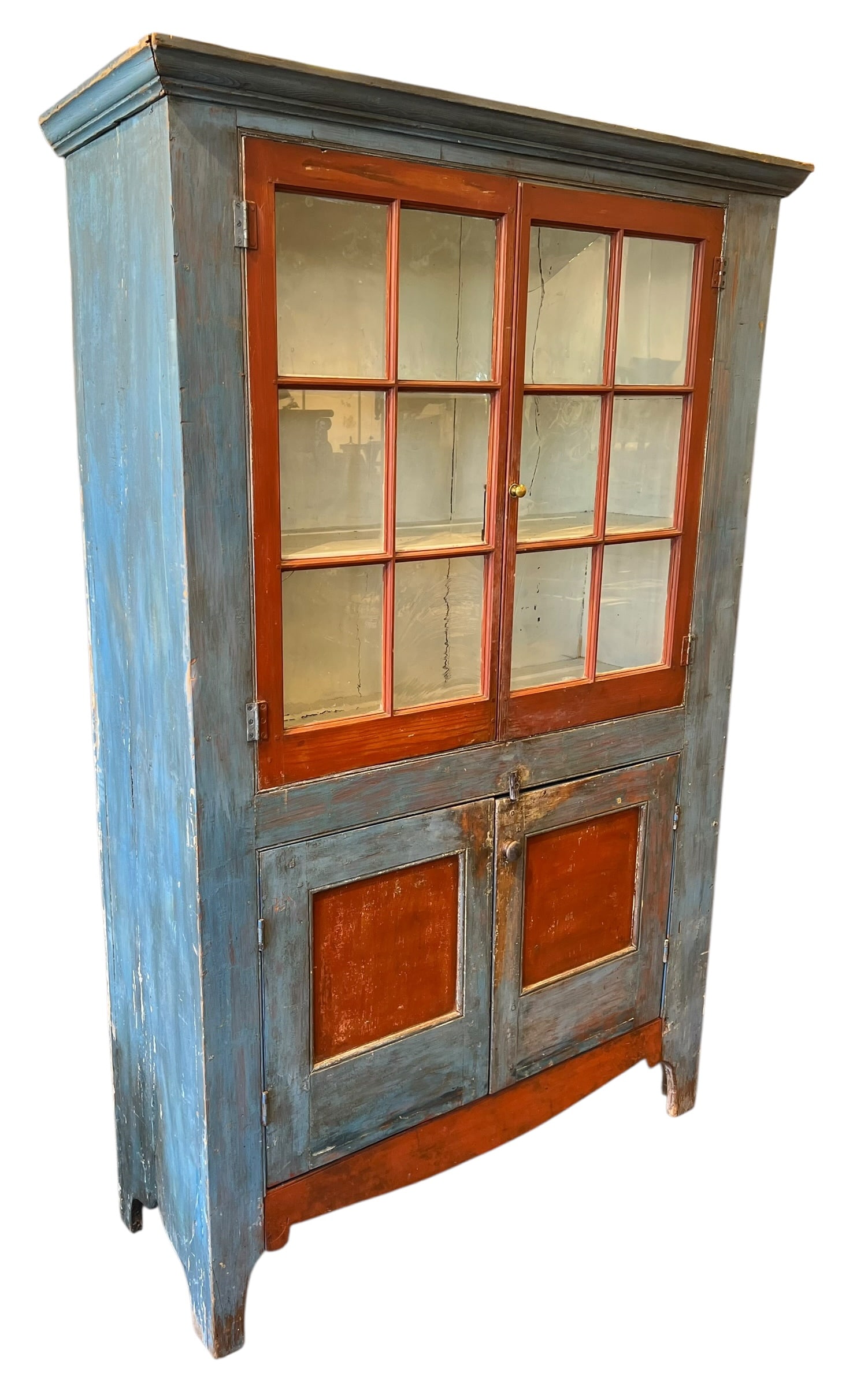 antique blue and red painted cupboard (1 of 6)