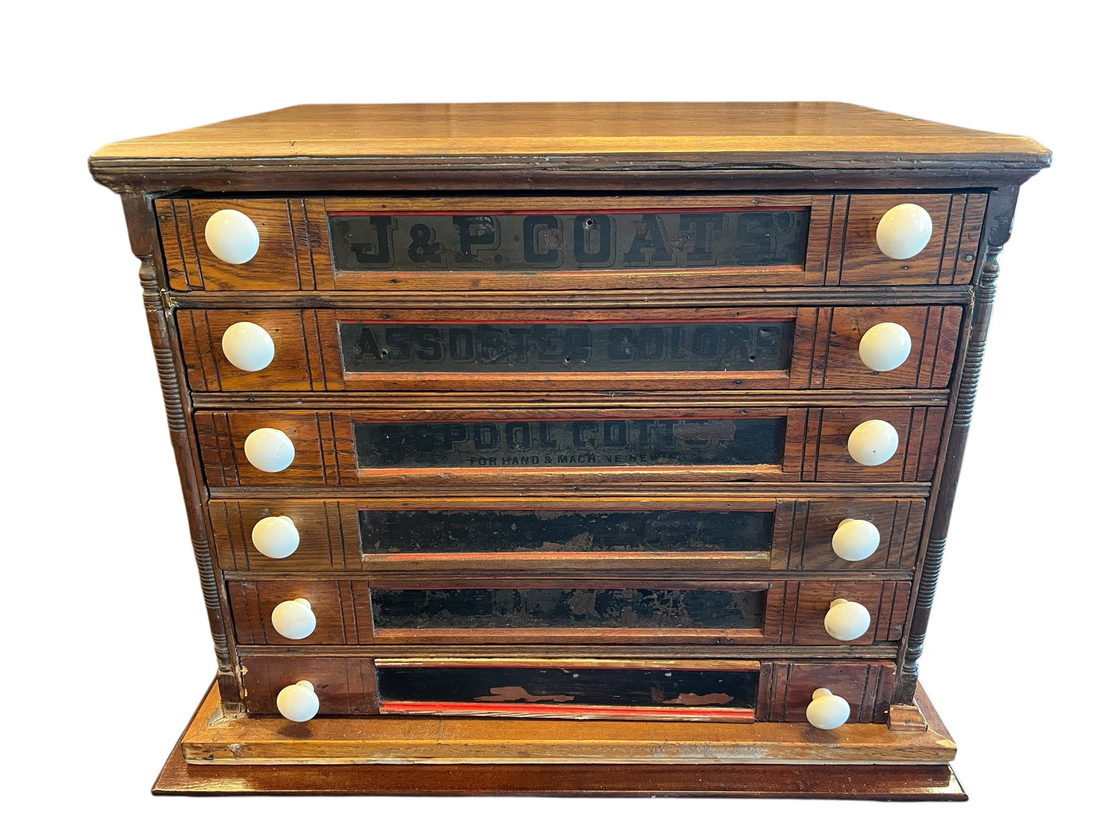 six-drawer J&P Coats antique wooden country store spool cabinet (1 of 6)