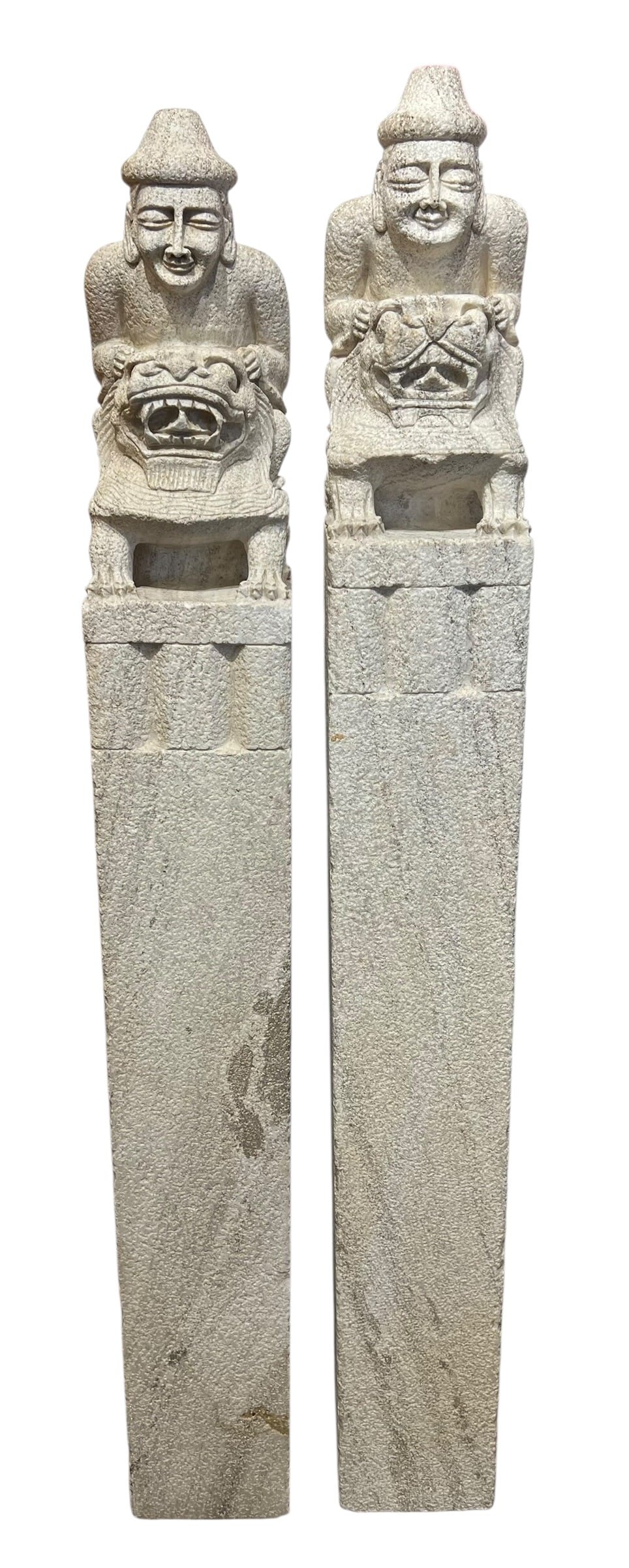 Pair of 19th-century Chinese limestone hitching posts (1 of 5)