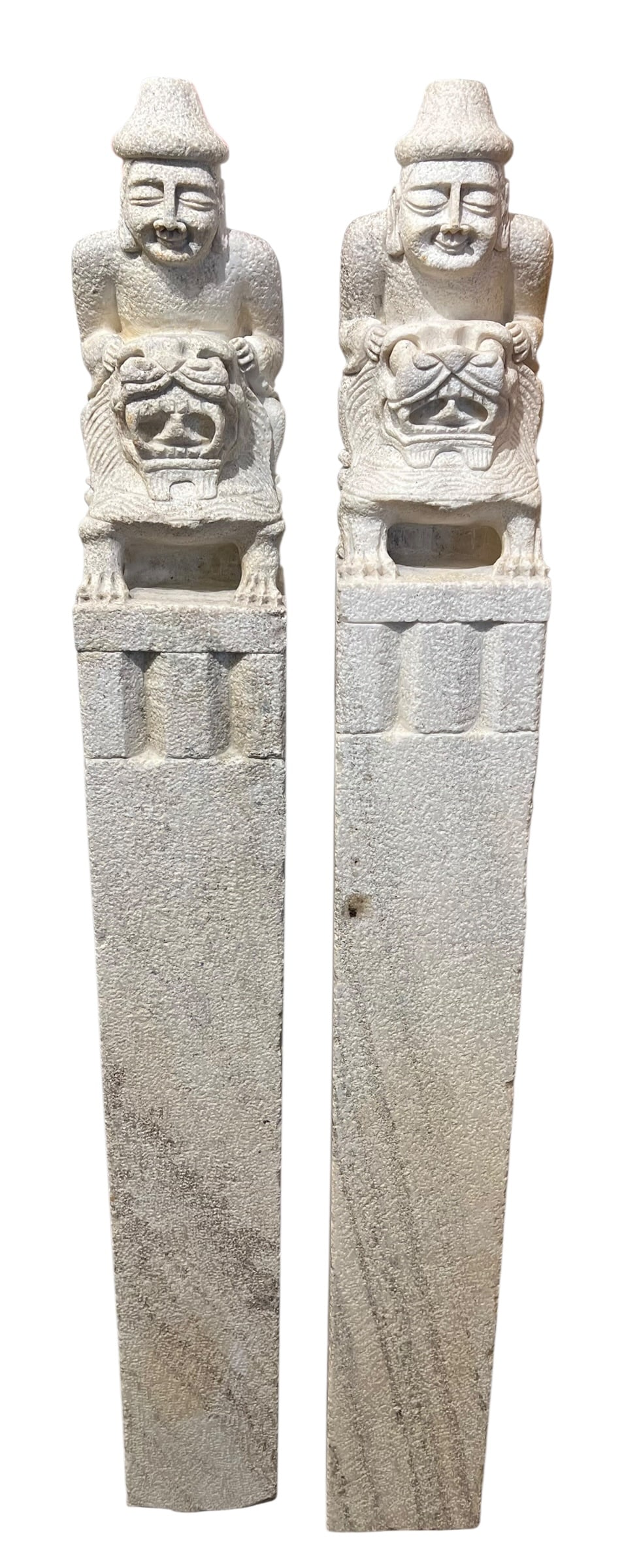 Pair of 19th-century Chinese limestone hitching posts (1 of 5)