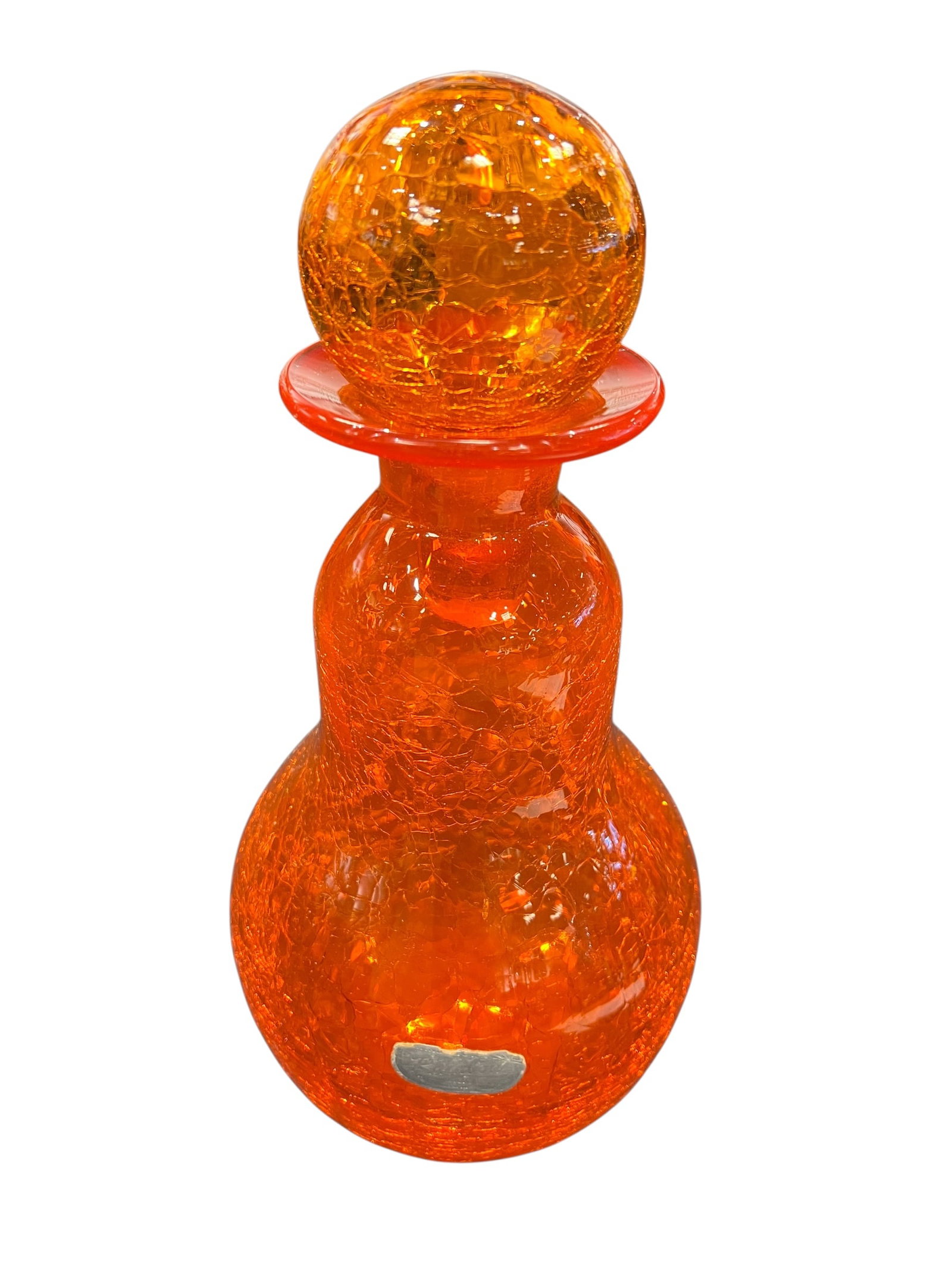 Rainbow Glass amberina crackle glass decanter with a matching ball stopper. (1 of 4)