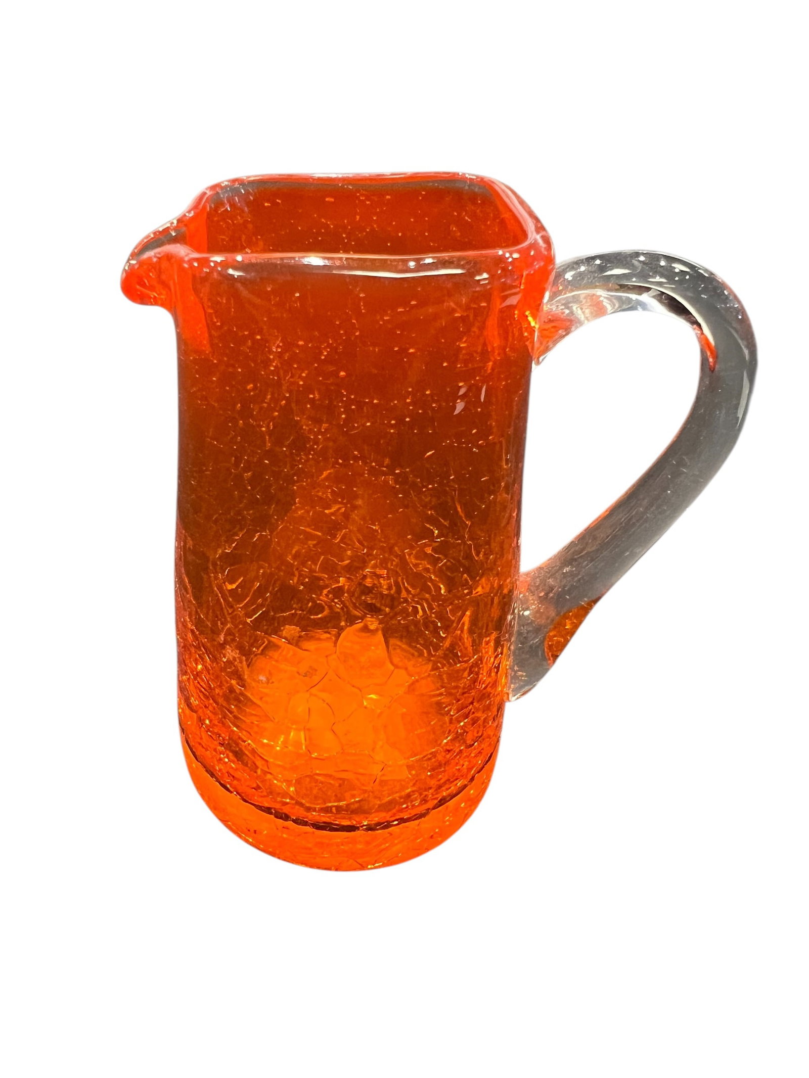 vintage Blenko orange crackle glass pitcher (1 of 3)