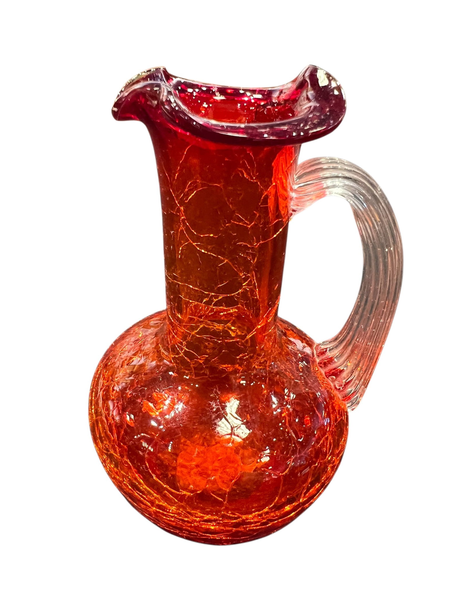 vintage Blenko hand-blown amberina crackle glass pitcher. (1 of 3)