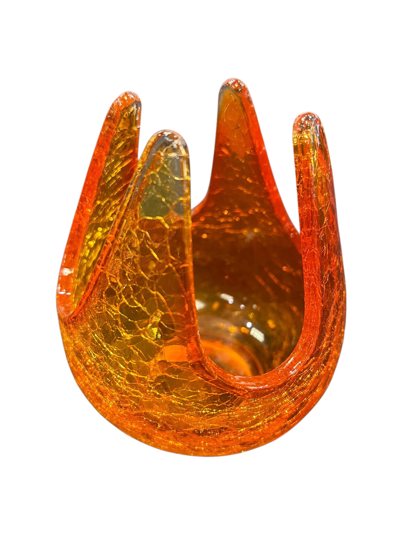 vintage Viking Glass "Persimmon" orange crackle glass bowl (1 of 3)