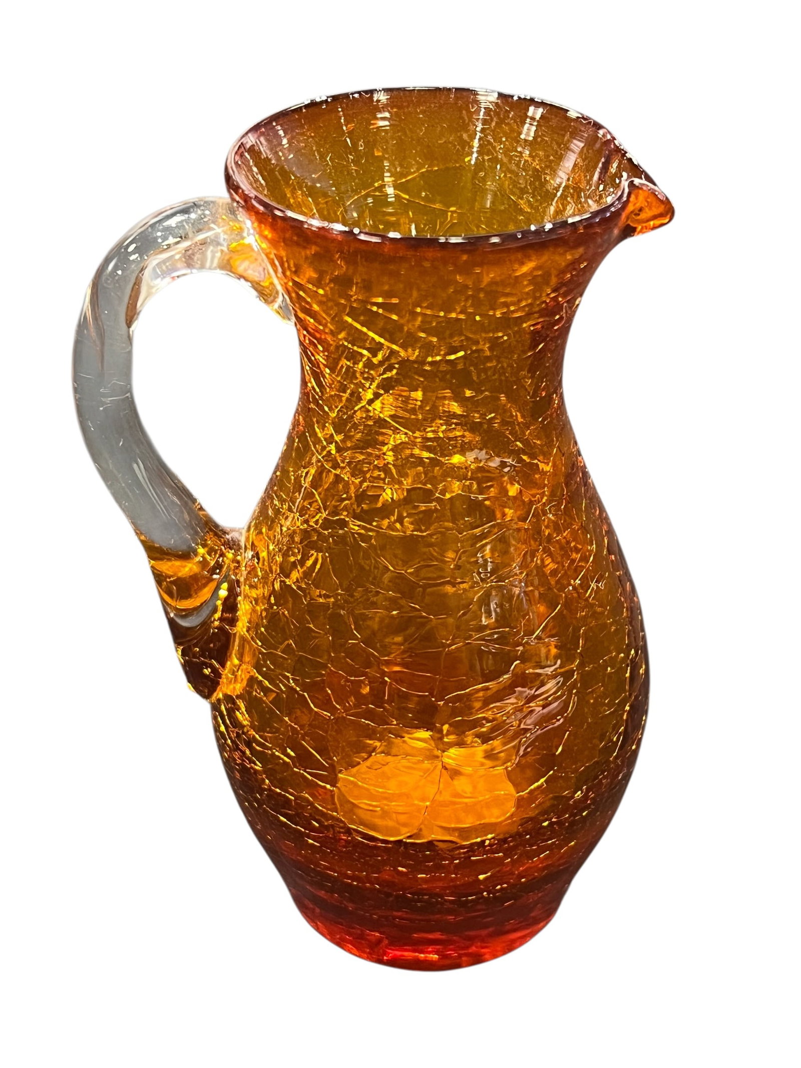 vintage 1960s Pilgrim Glass amberina crackle glass mini pitcher (1 of 3)