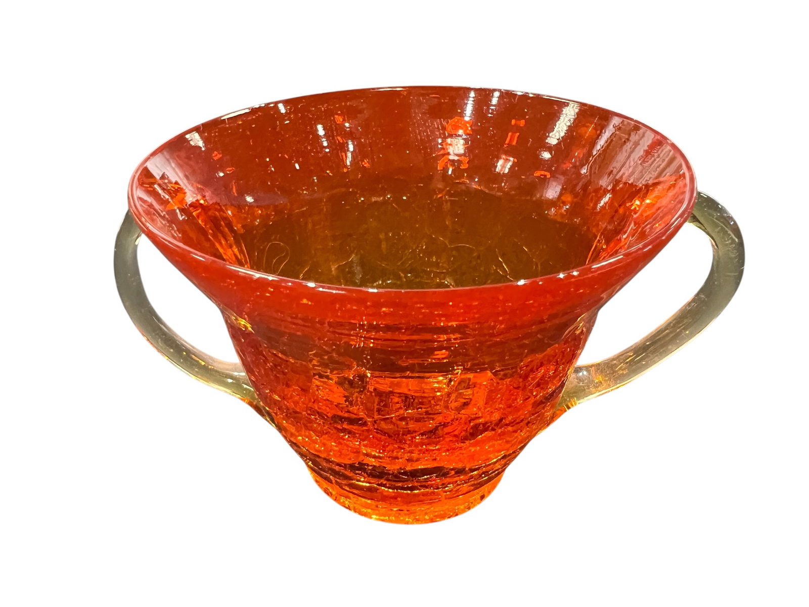 vintage tangerine orange crackle glass bowl (1 of 3)