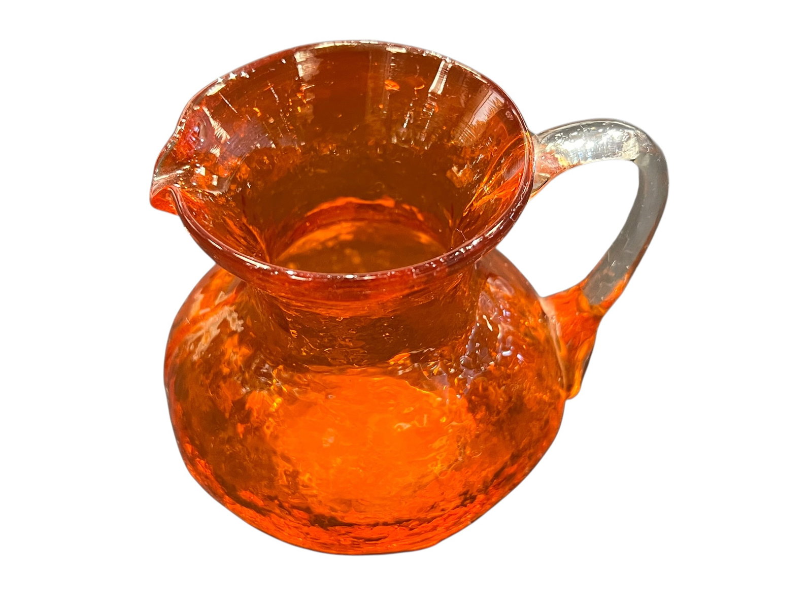 vintage Blenko tangerine crackle glass pitcher (1 of 2)