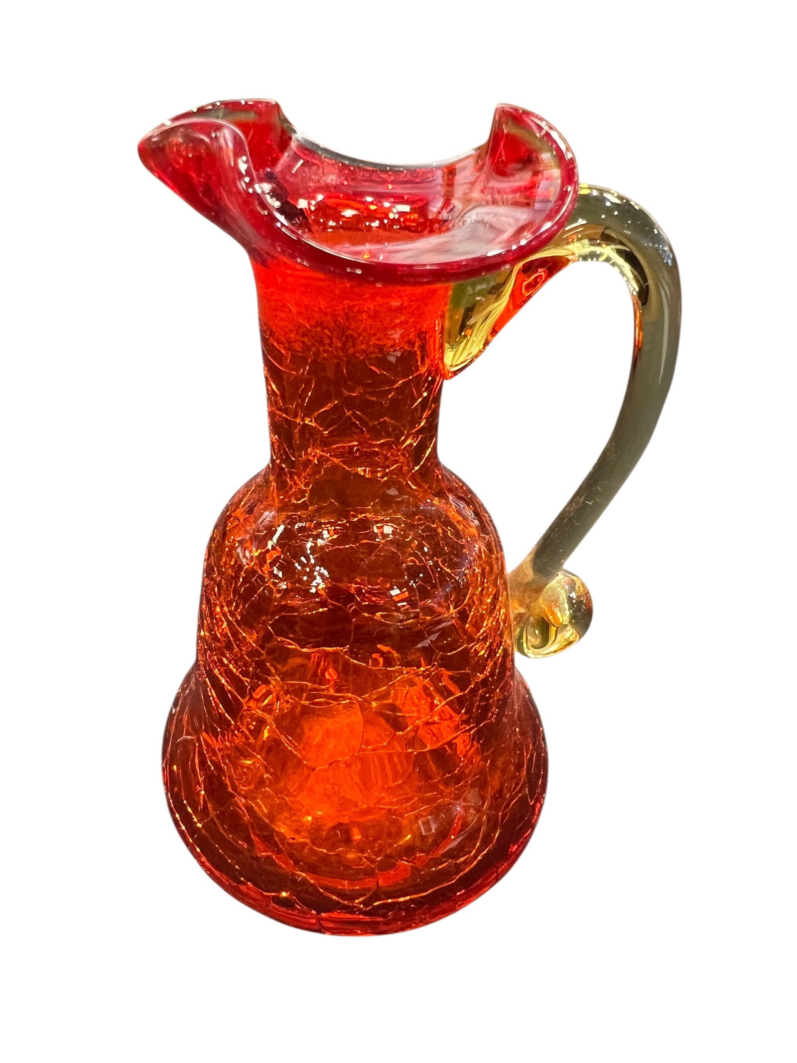 Amberina crackle glass creamer, (1 of 3)