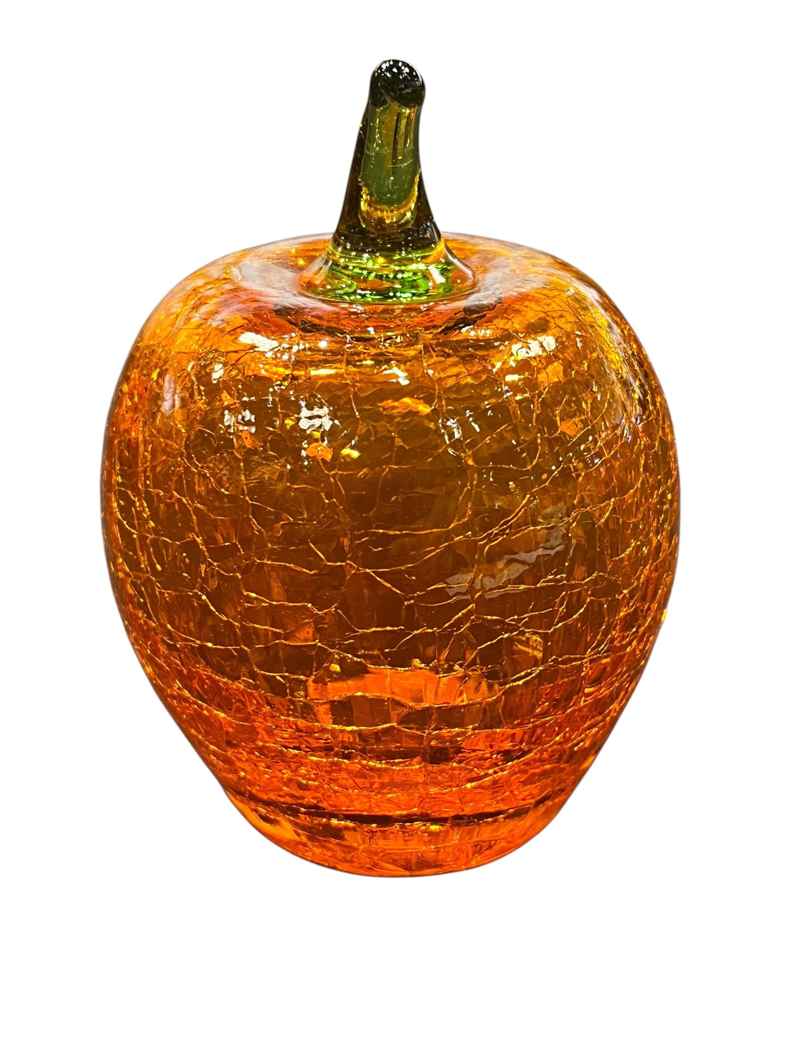 vintage crackle amber art glass apple paperweight (1 of 3)