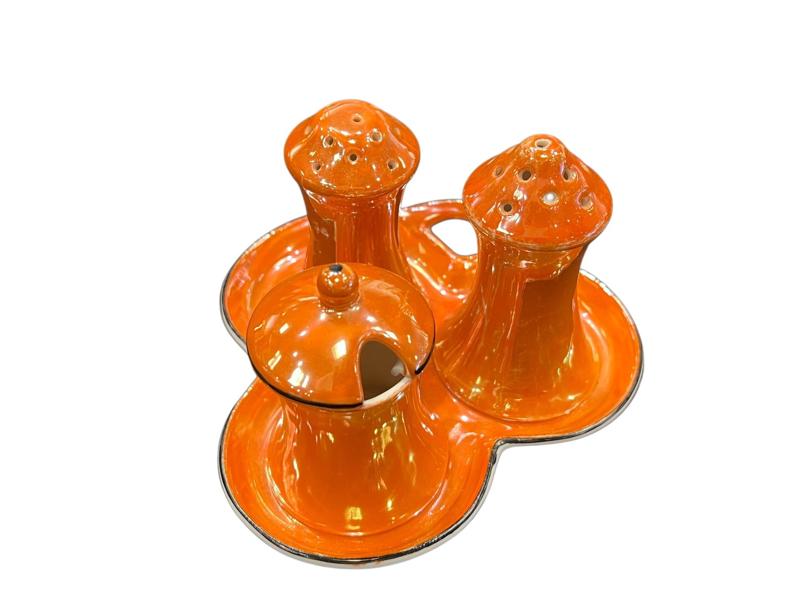 vintage ceramic condiment caddy set (1 of 3)