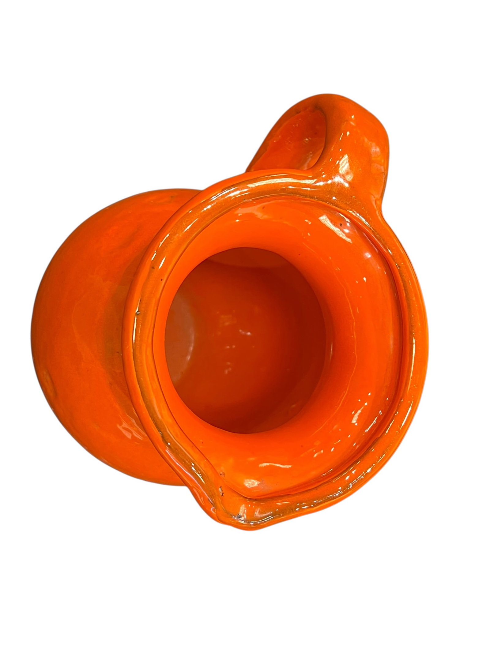vintage orange ceramic pitcher - 2