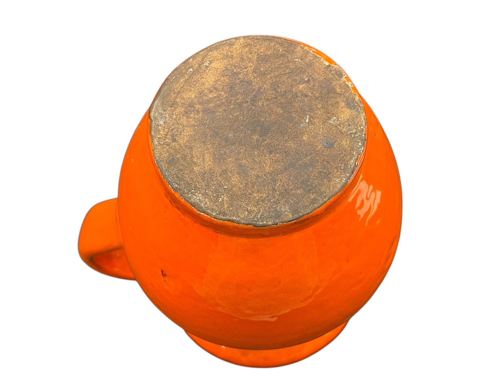 vintage orange ceramic pitcher - 3