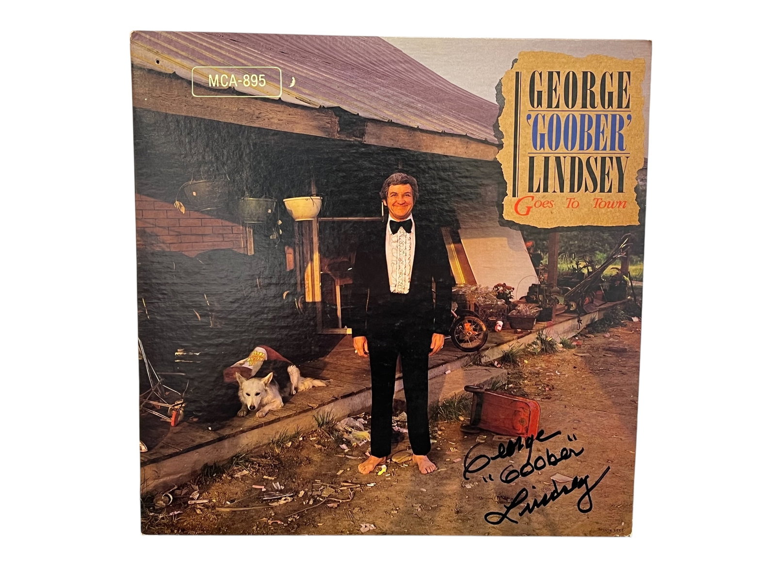 Vintage Autographed Album George “Goober?? Lindsey Goes to Town: Released in 1982 by MCA Records. George Lindsey, best known for playing Goober Pyle on The Andy Griffith Show